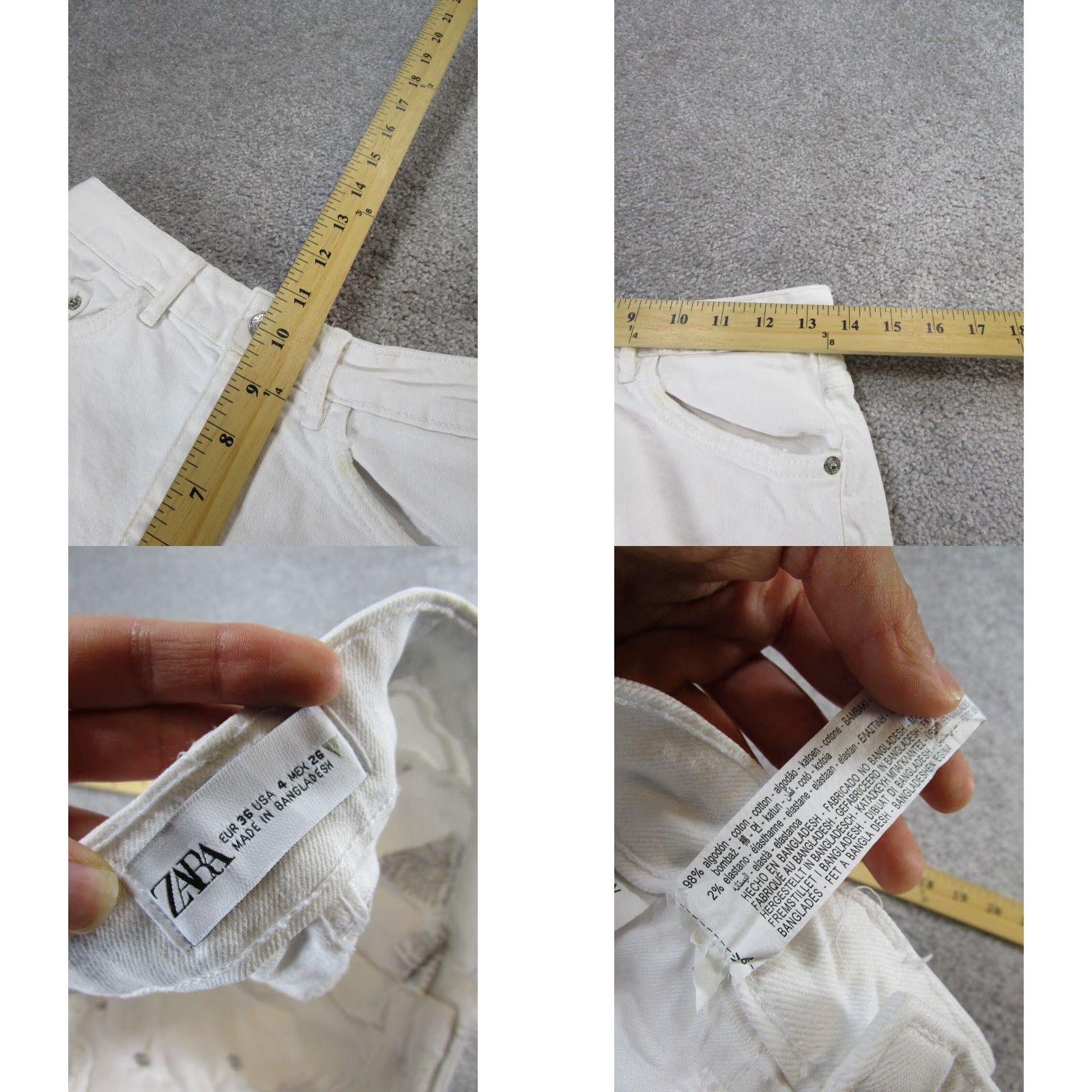 Zara Womens Zara Shorts 4 White Denim Cut Offs Extra Large XL Size 27" / US 4 / IT 40 - 8 Thumbnail