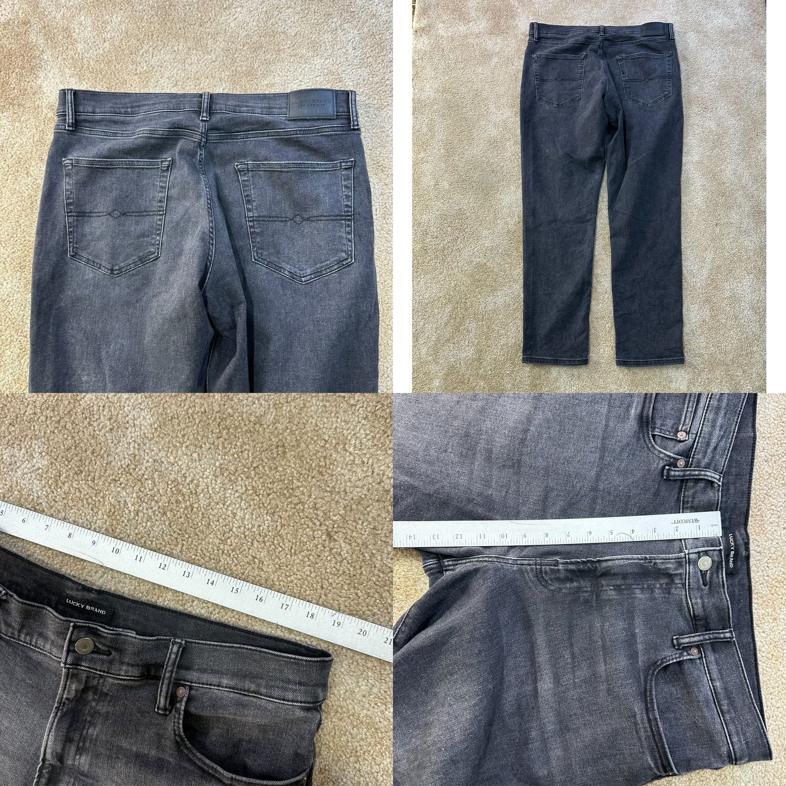 Lucky Brand Lucky Brand 412 Jeans Slim Straight Men 38x32 Black Denim Stretch Mid Rise 5-Pocket Belt Loops Image Size US 38 / EU 54 - 8 Thumbnail