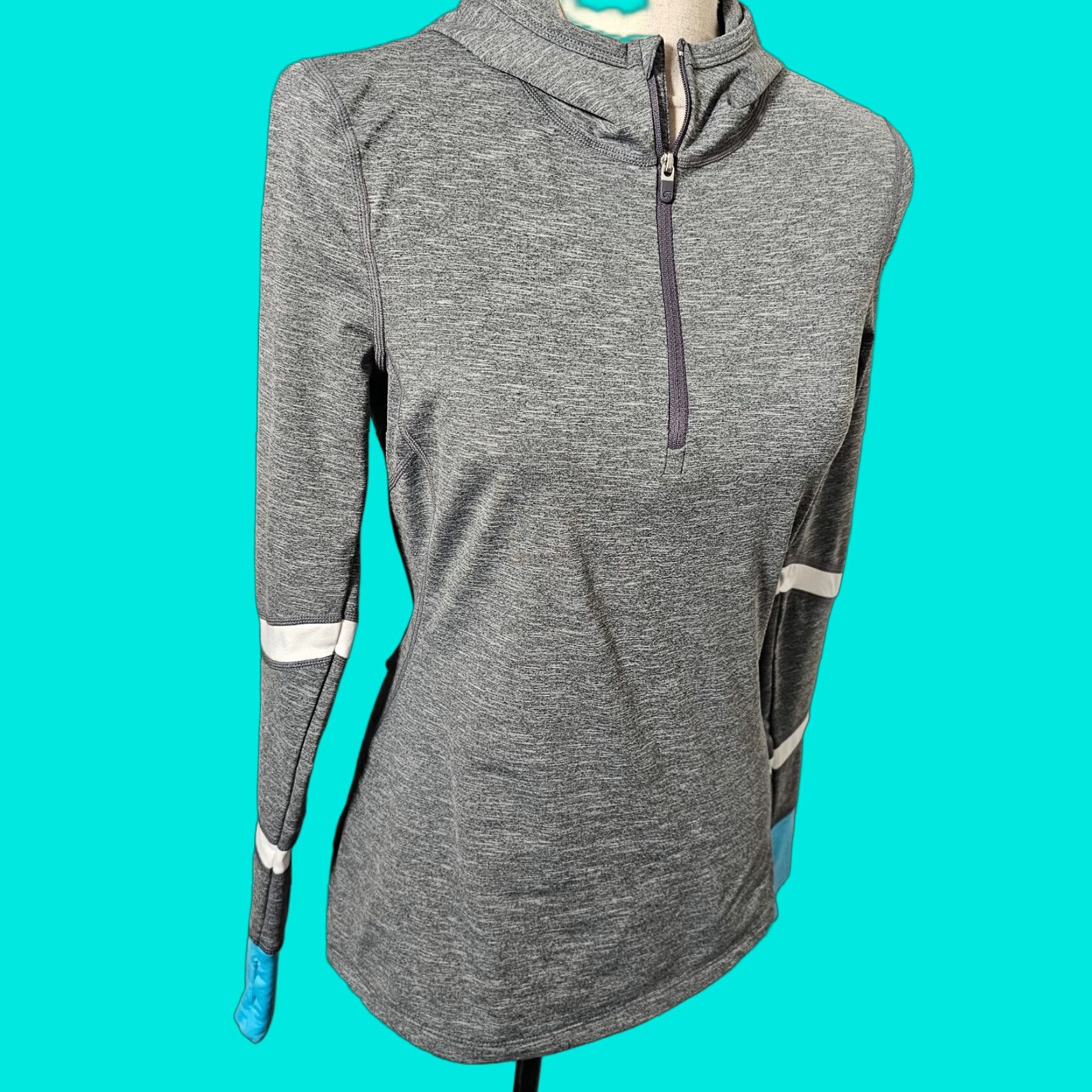 Gap Gap Fit Women's Hoodie 1/2 Zip Sweatshirt Charcoal Grey S Heather Thumbhole Activewear Zip Full Zip|Gray Womens Hoodies Size S / US 4 / IT 40 - 1 Thumbnail
