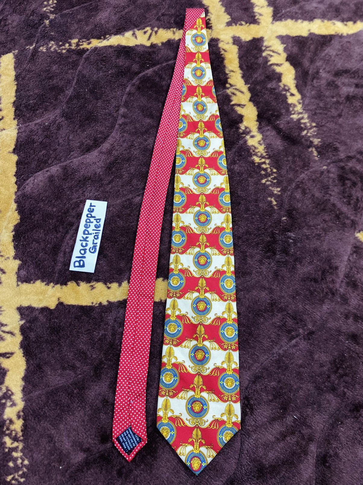 Versace Rare❤️‍🔥 Gianni Versace Baroque Medusa Logo Silk Tie Italy Size ONE SIZE - 5 Thumbnail