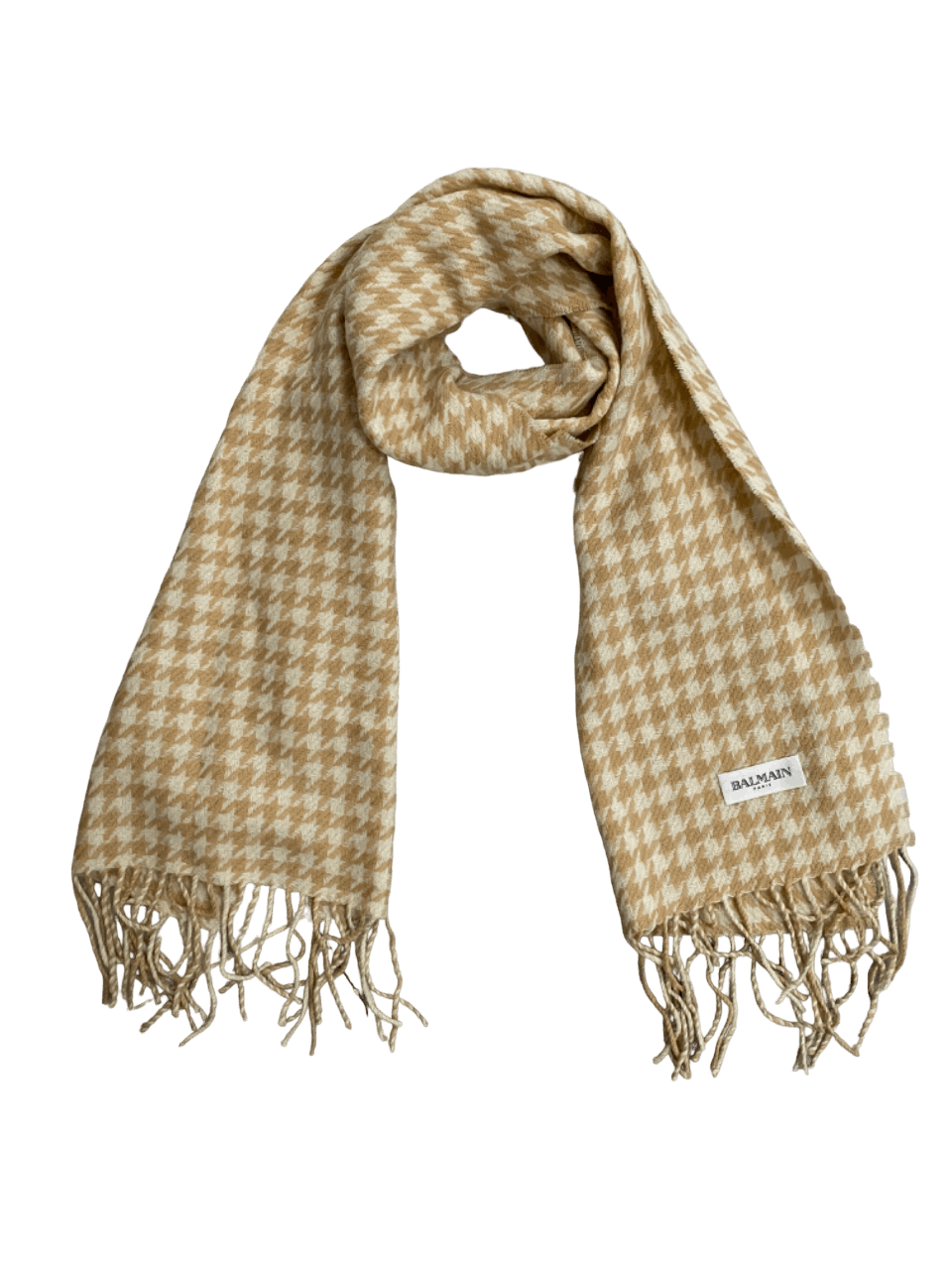 Balmain Wool Monogram Check Scarf Muffler