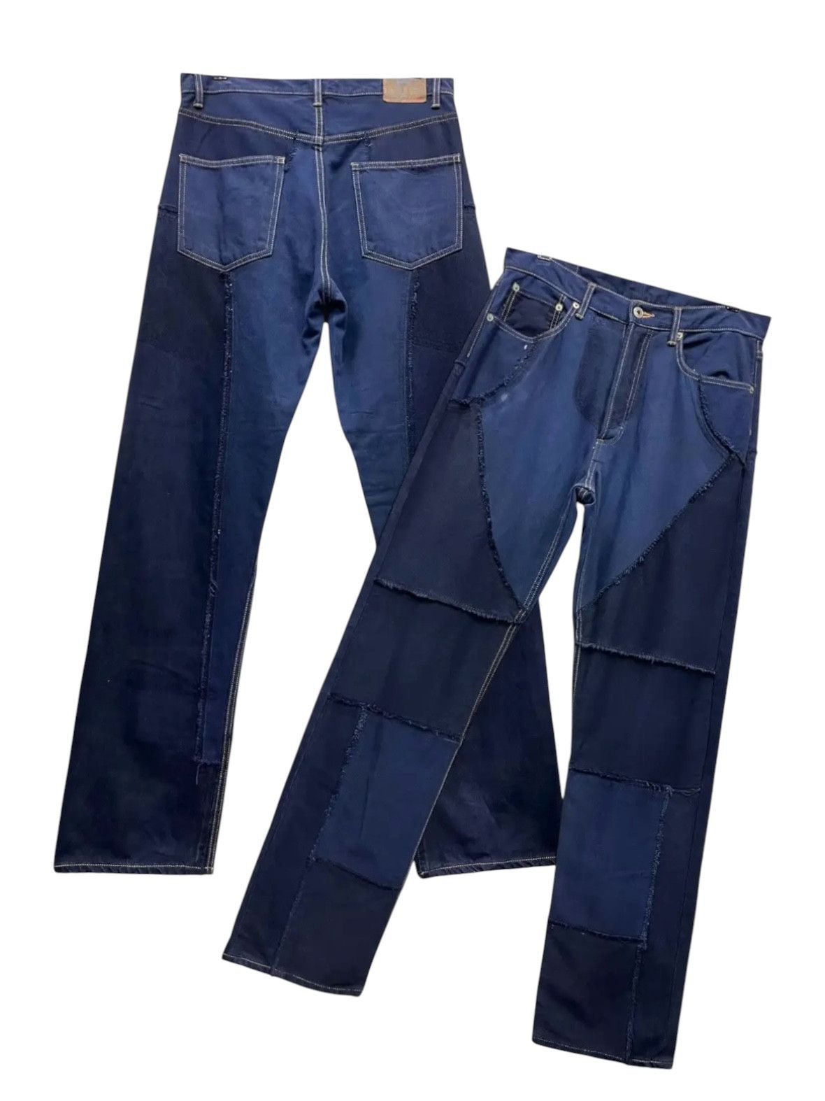 Japanese Brand 🔥FYE🔥PUNAH Frayed Patcwork Dark Blue Denim Made In Japan Size US 32 / EU 48 - 1 Thumbnail