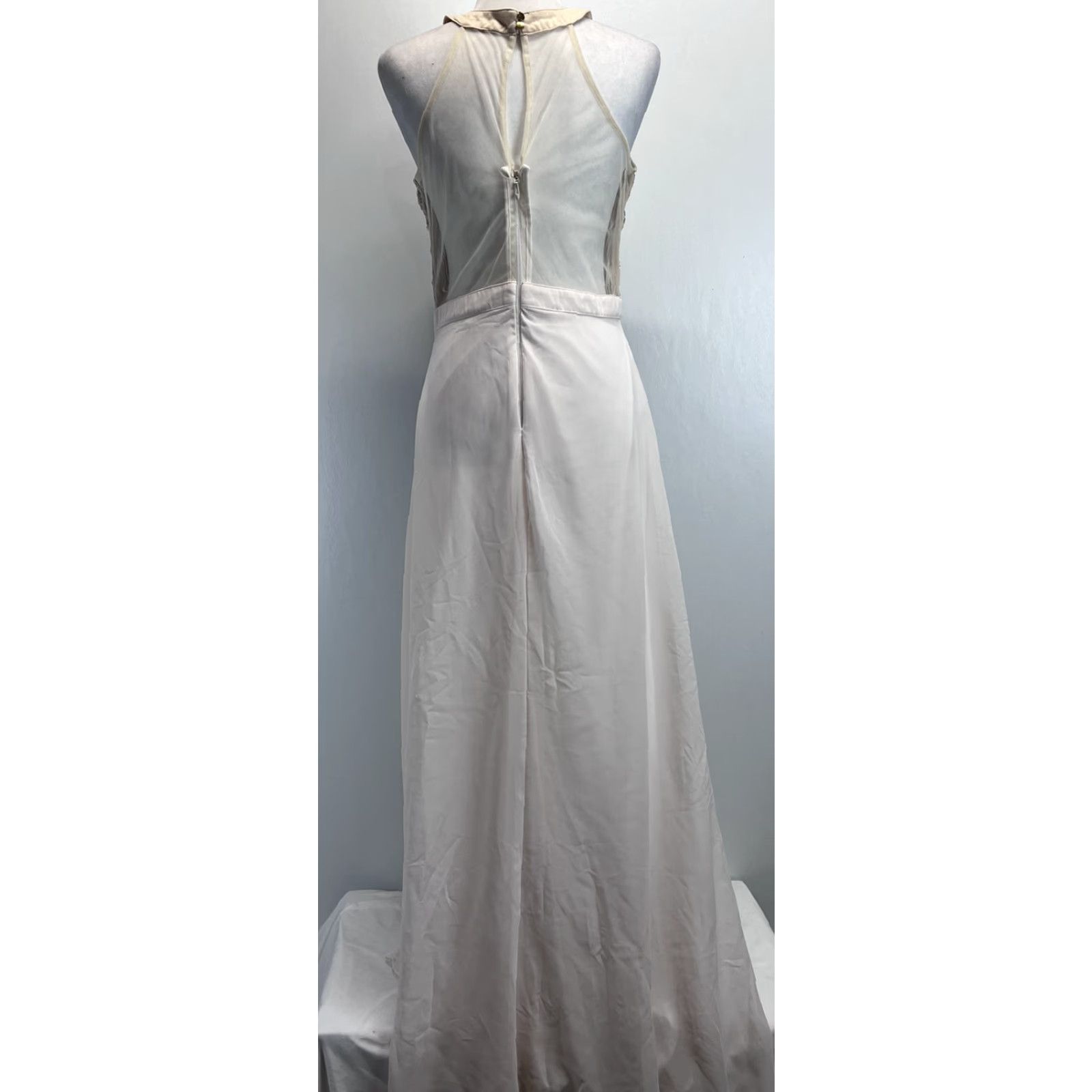 Vintage VINTAGE Soieblu Evening Dress Dress Gown Sleeveless Ivory L Beaded Side Slit Women’s, Long, Formal, Party/Cocktail, Size L Size L / US 10 / IT 46 - 3 Thumbnail