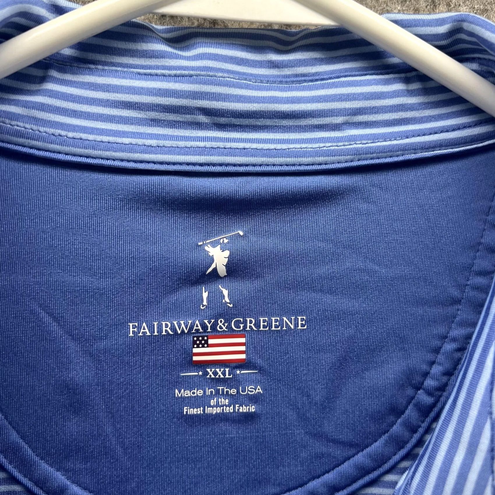 Vintage Fairway & Greene Polo Shirt Men XXL Blue Striped Subtle Logo Short Sleeve Button Collar Polo Golf Shirt Size US XXL / EU 58 / 5 - 5 Thumbnail