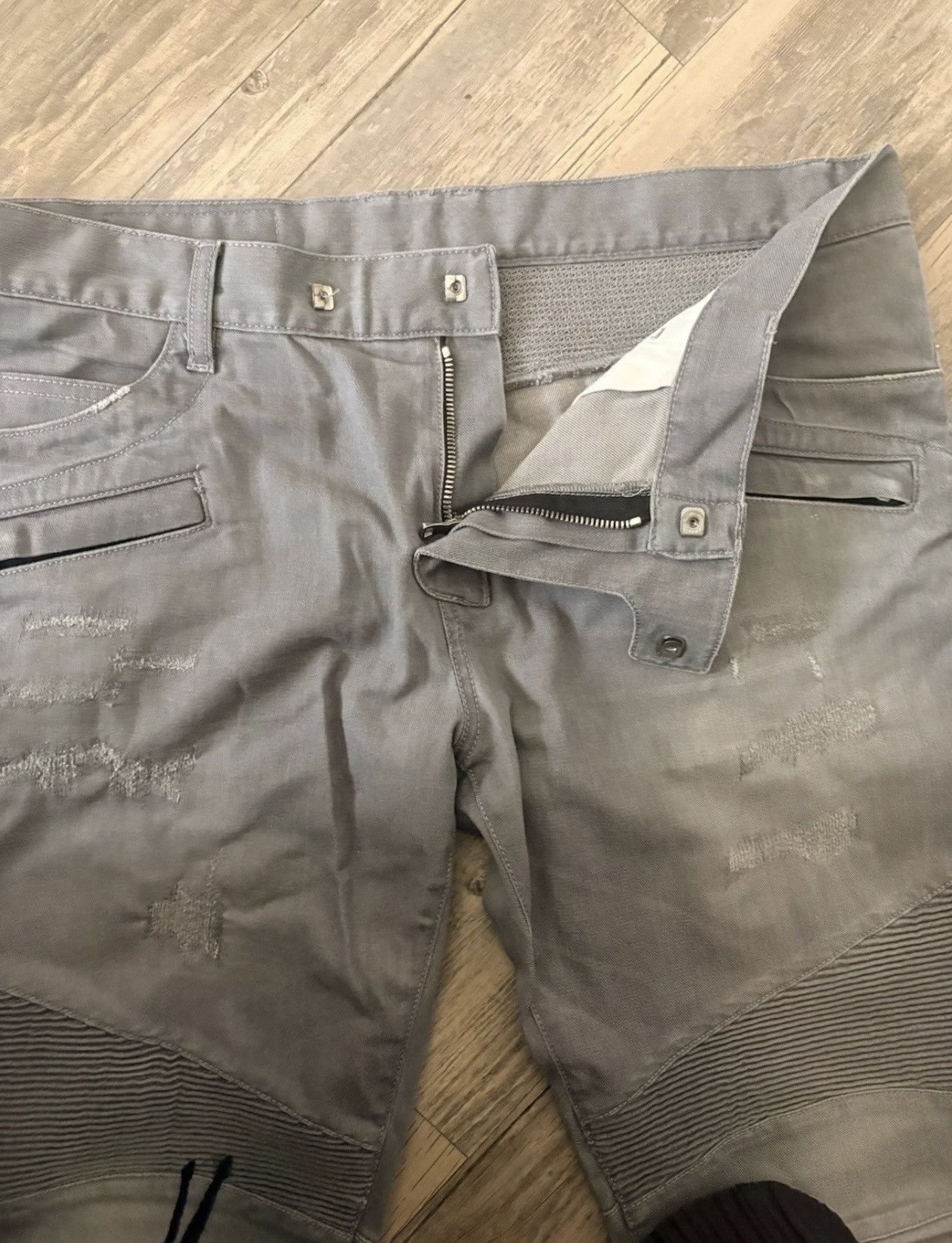 Balmain Balmain Grey Biker Denim Jeans Size US 36 / EU 52 - 4 Thumbnail