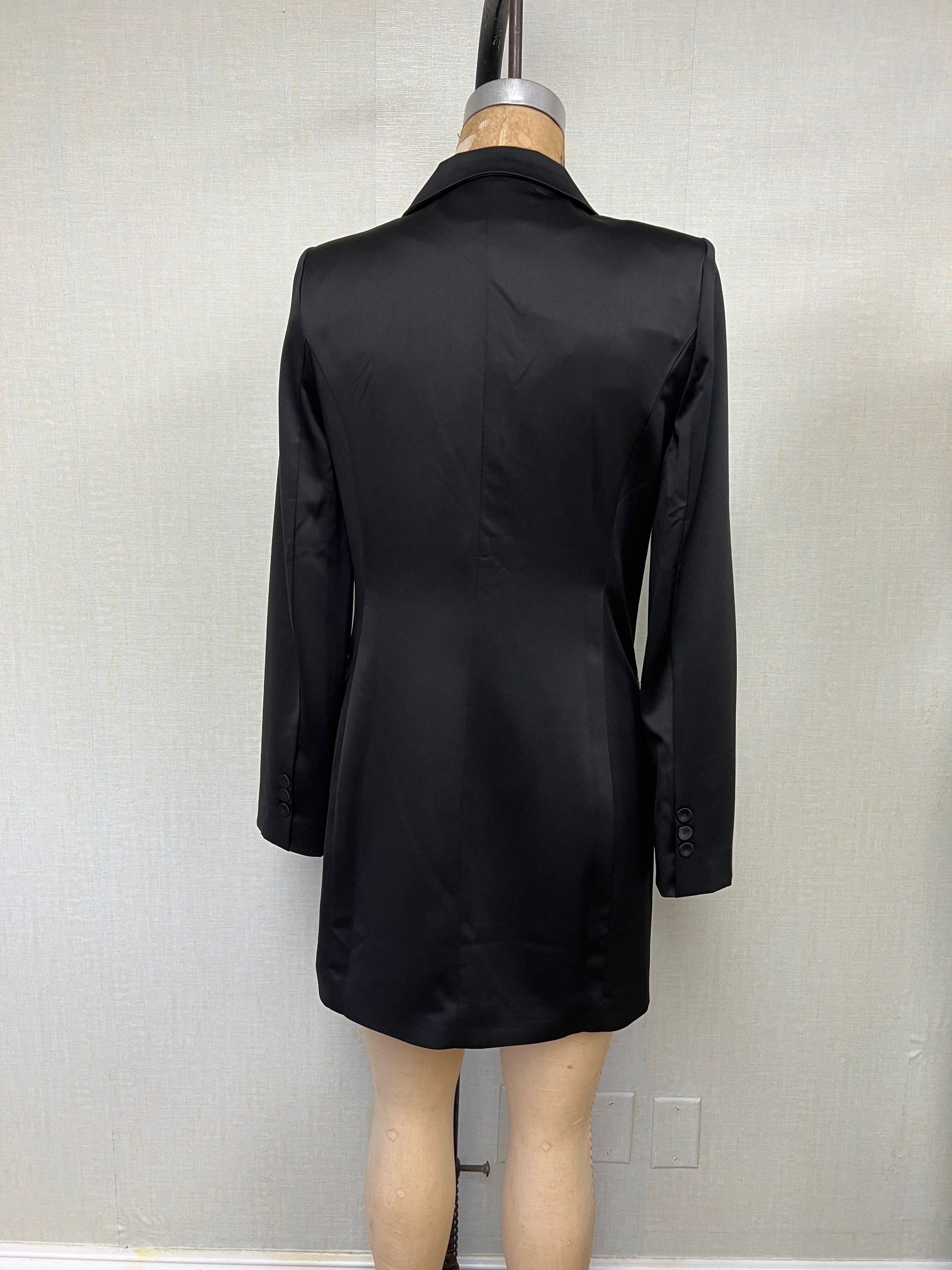 Other NWT Line & Dot Satin Black Dinner Jacket Mini Dress Medium Size M / US 6-8 / IT 42-44 - 6 Thumbnail
