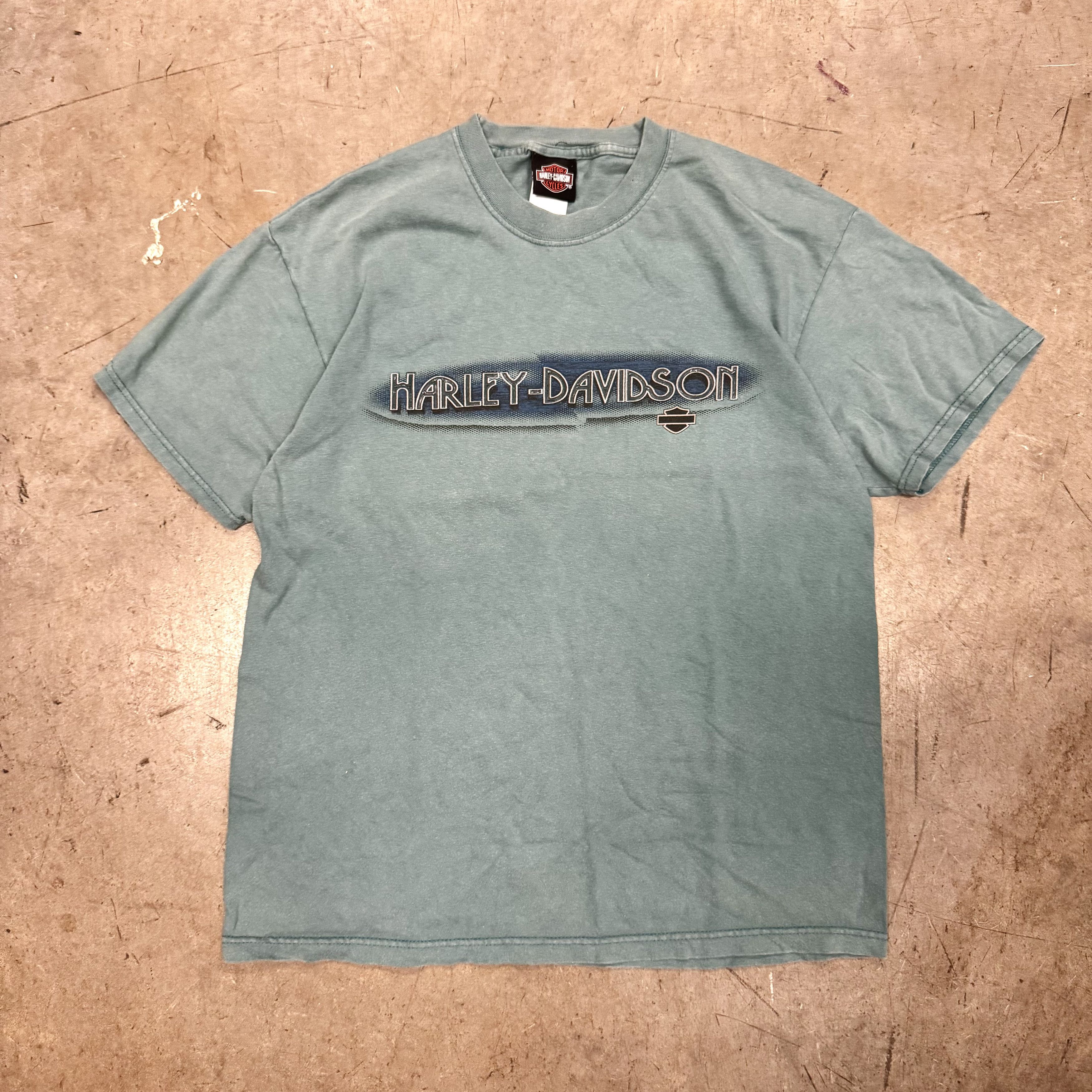 Harley Davidson VTG Y2K Harley Davidson Faded Green Graphic T Shirt Biker Size US L / EU 52-54 / 3 - 1 Thumbnail