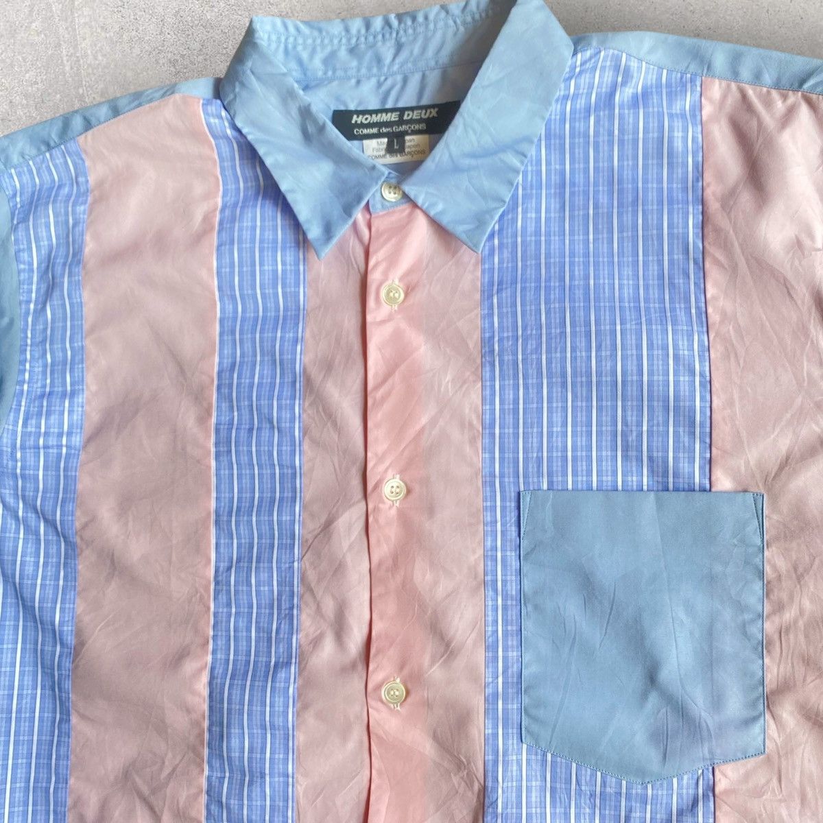 Comme des Garcons Fall15 Pink/Stripe Patches Shirt Size US L / EU 52-54 / 3 - 3 Thumbnail