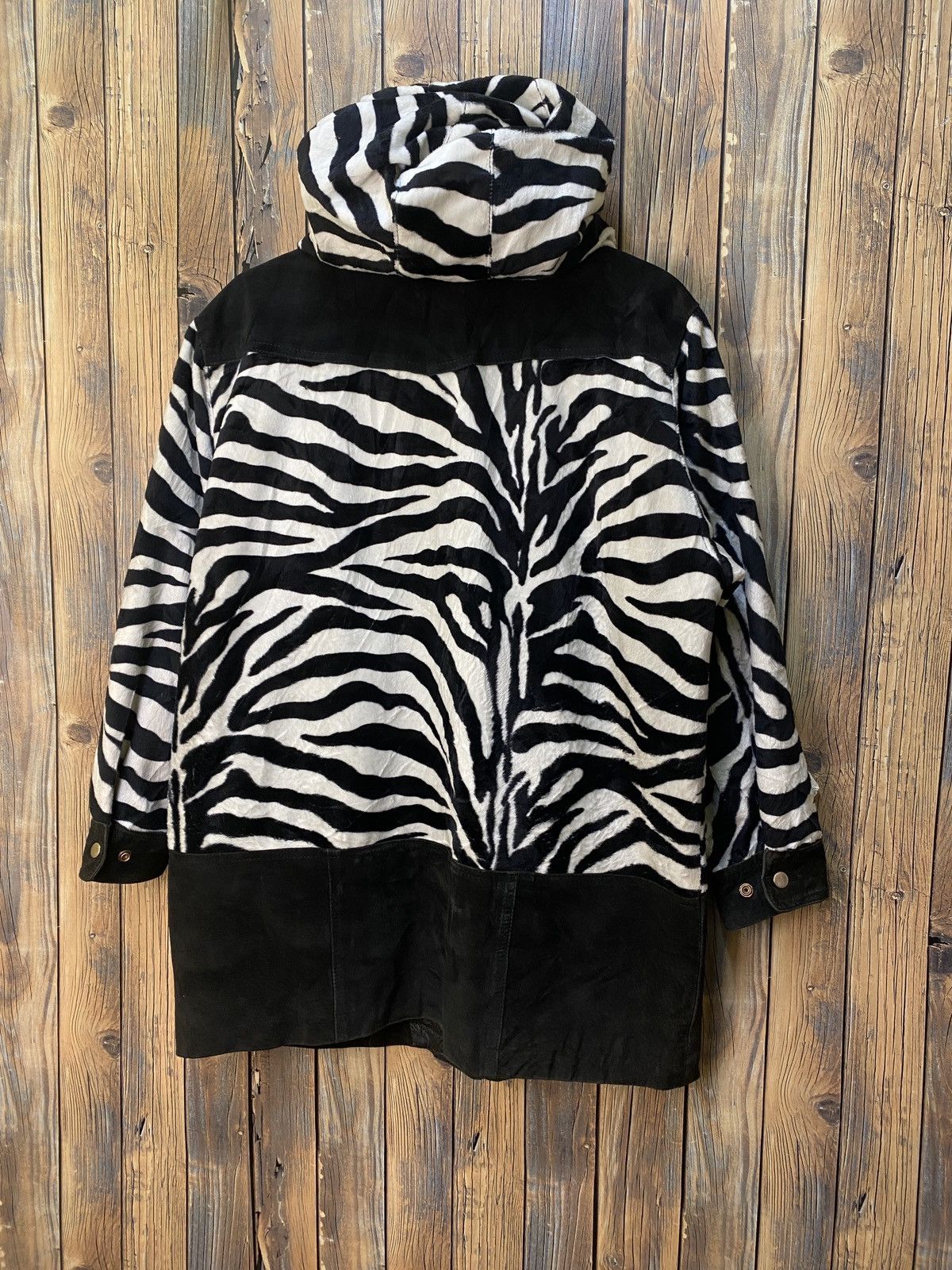 Genuine Leather Zebra stripe half leather jacket Size US L / EU 52-54 / 3 - 2 Thumbnail