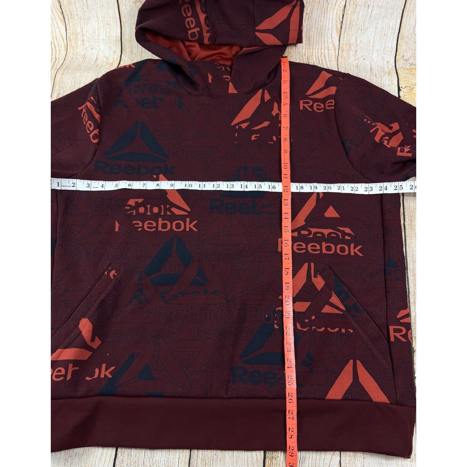 Reebok VINTAGE? (No) Reebok Unwind Hoodie Sweatshirt AOP Red XL Men Pullover Size XL Mens Red Hoodie Sweatshirt XP? Size US XL / EU 56 / 4 - 4 Thumbnail