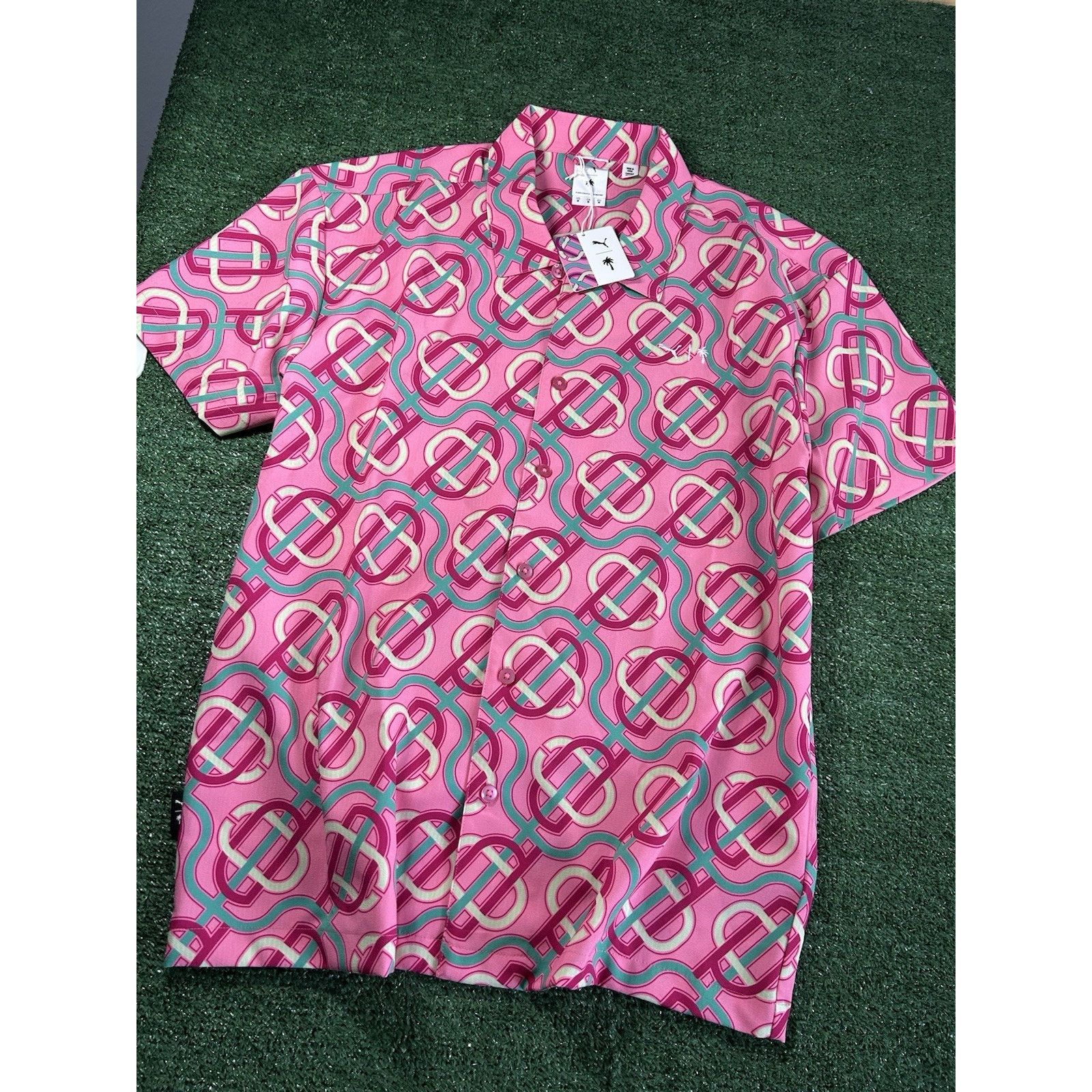 Puma PUMA X PALM TREE CREW Button Up Golf Pink Shirt Men’s Medium Size US M / EU 48-50 / 2 - 3 Thumbnail