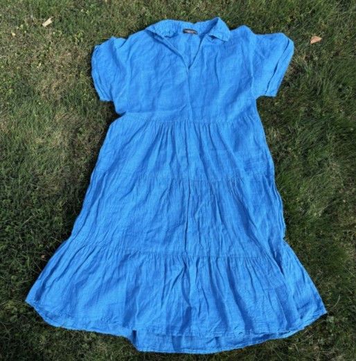 Other Francesca Bettini Italy Linen Dress Tiered Short Sleeve | Grailed