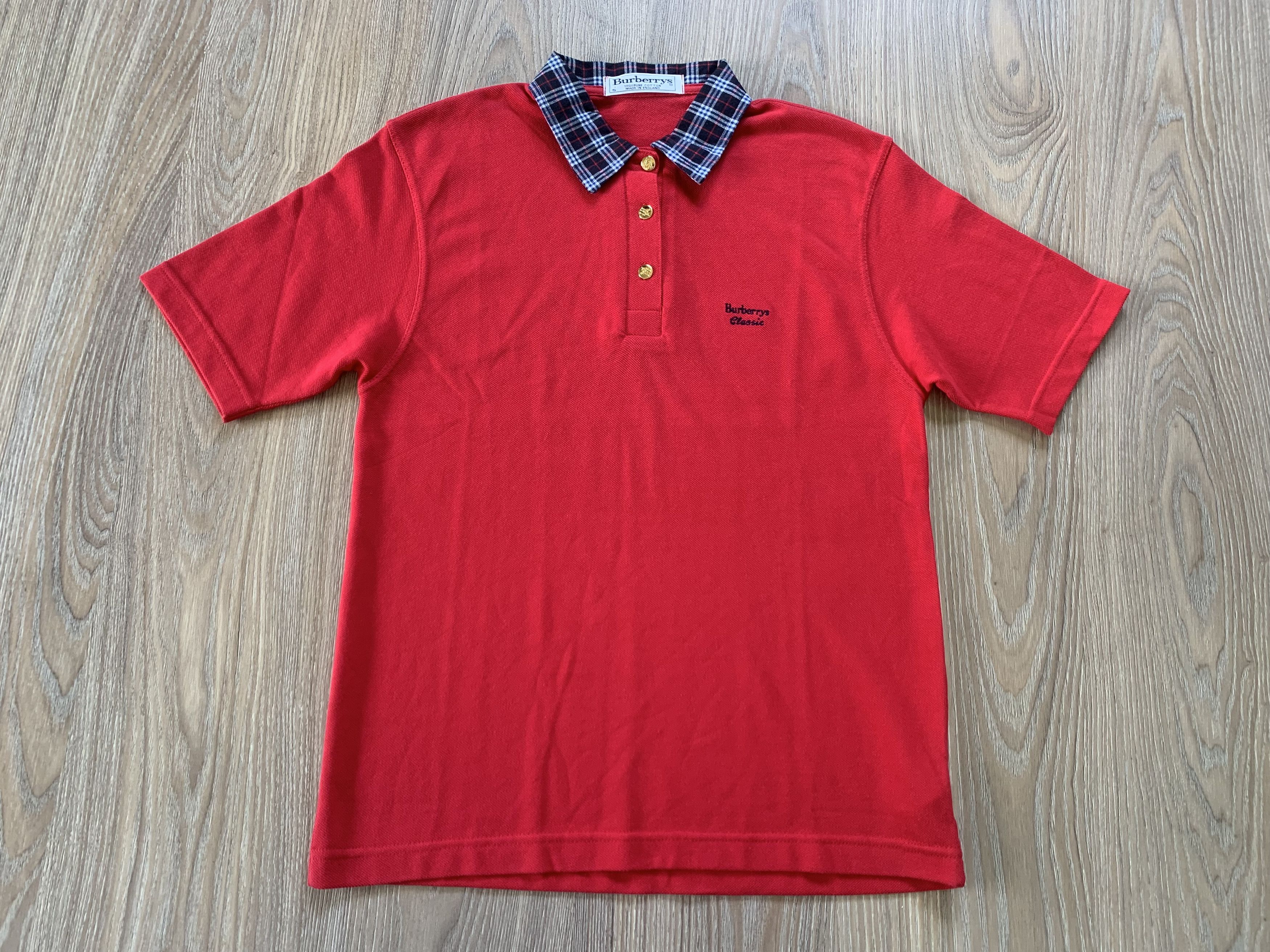 Burberry Burberrys Classic Women's Vintage Red Cotton Golf Polo Size S / US 4 / IT 40 - 2 Thumbnail