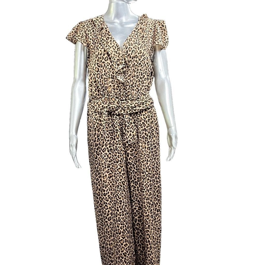 Other Chic Leopard Print Jumpsuit with Wrap Detail & Belt – NWT Size L / US 10 / IT 46 - 8 Thumbnail