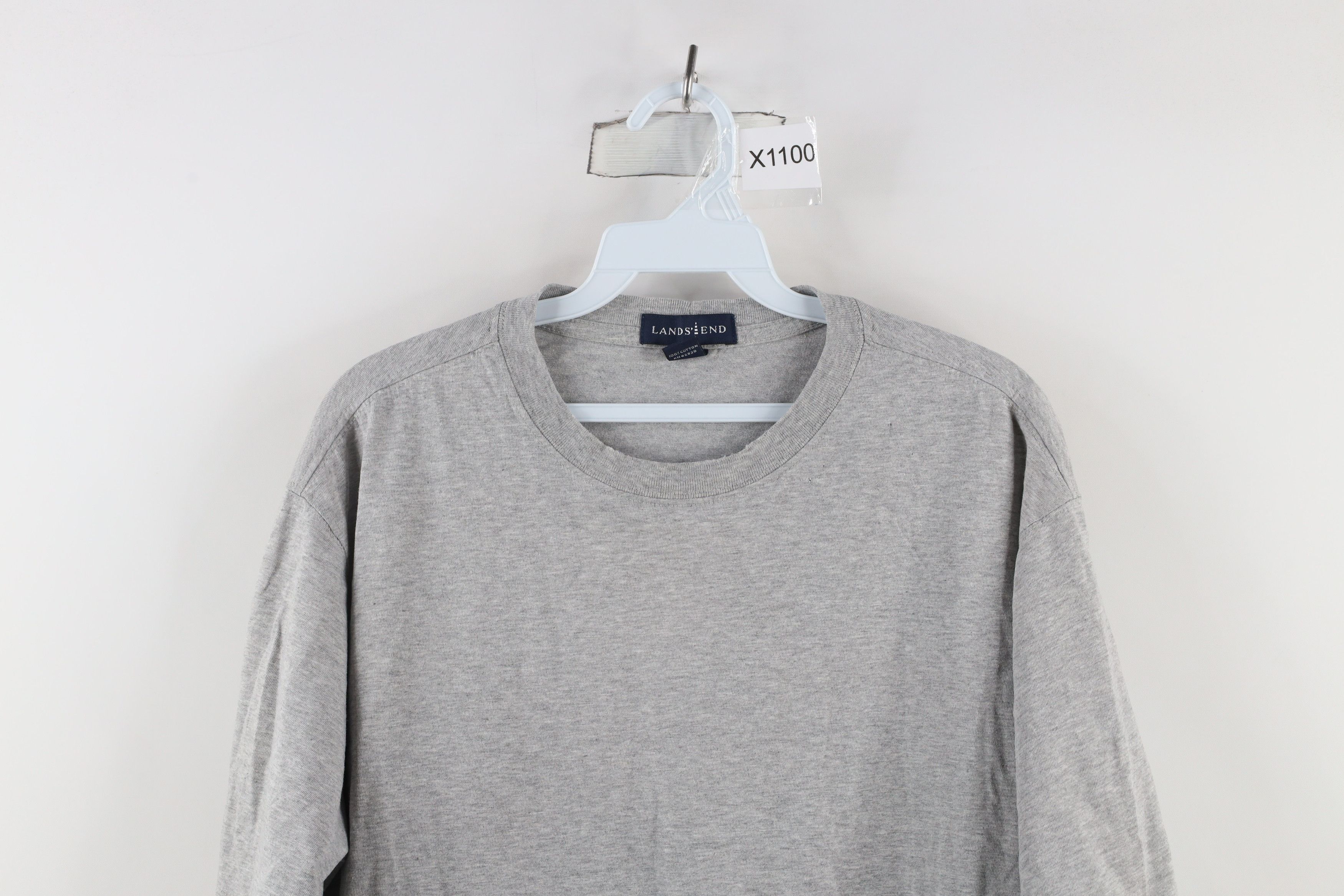 Lands' End × Vintage Vintage 90s Lands End Blank Short Sleeve T-Shirt Gray Cotton Size US L / EU 52-54 / 3 - 2 Thumbnail