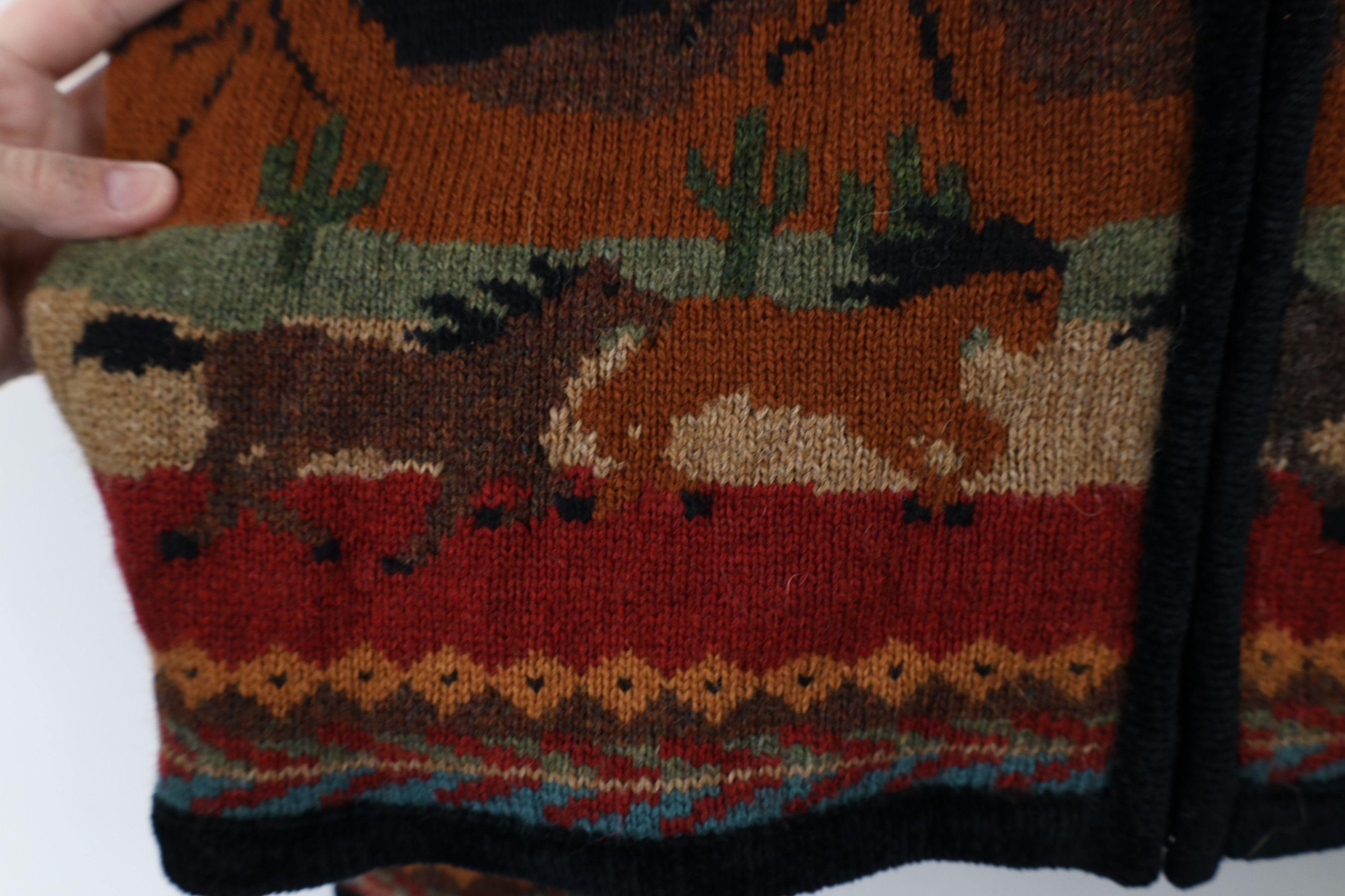 Vintage Vintage 90s Southwestern Horse All Over Print Sweater Jacket Size L / US 10 / IT 46 - 4 Thumbnail