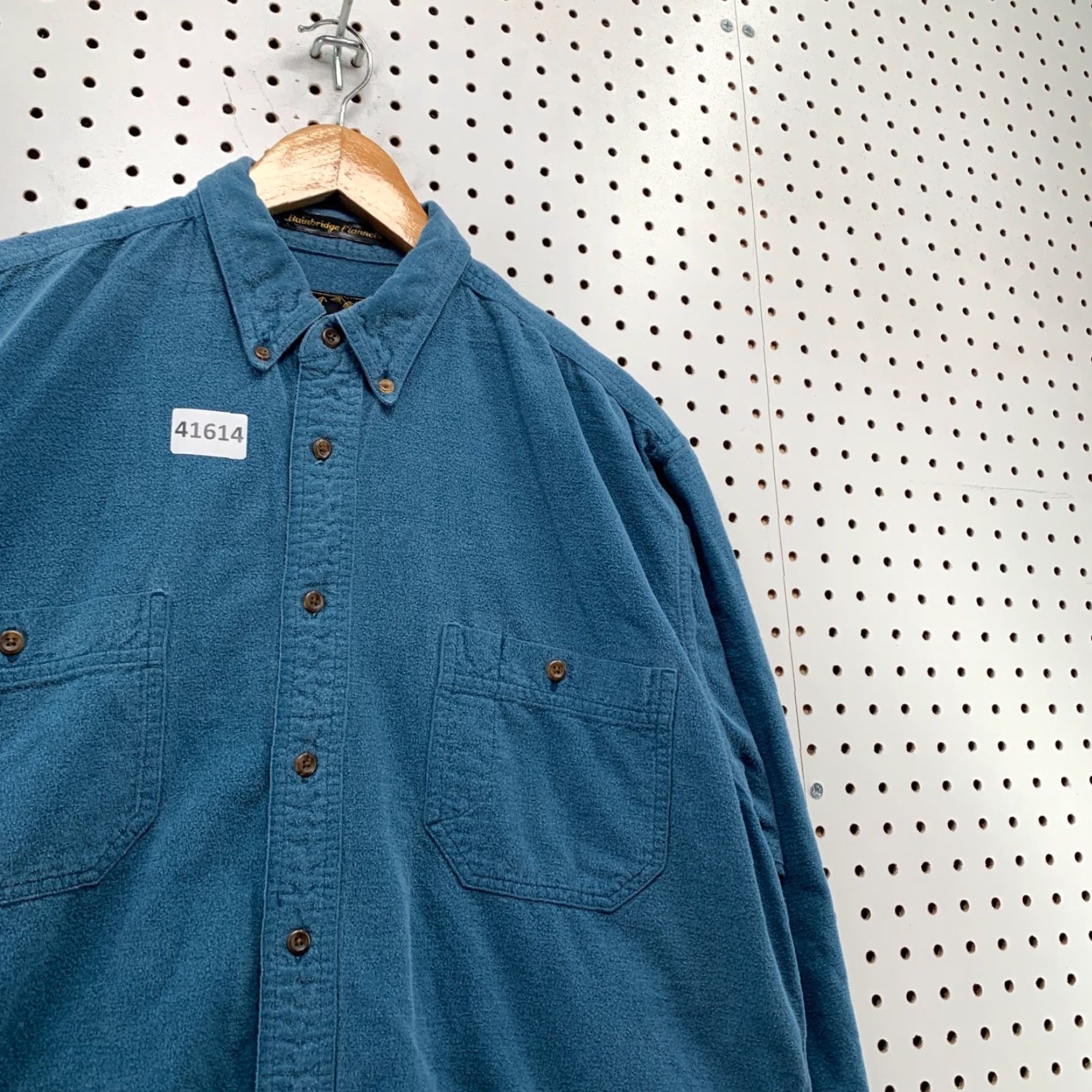 Eddie Bauer VINTAGE Eddie Bauer Shirt Mens Large Blue Bainbridge Flannel Button-Up Pockets Cotton Regular Fit Size US L / EU 52-54 / 3 - 7 Thumbnail