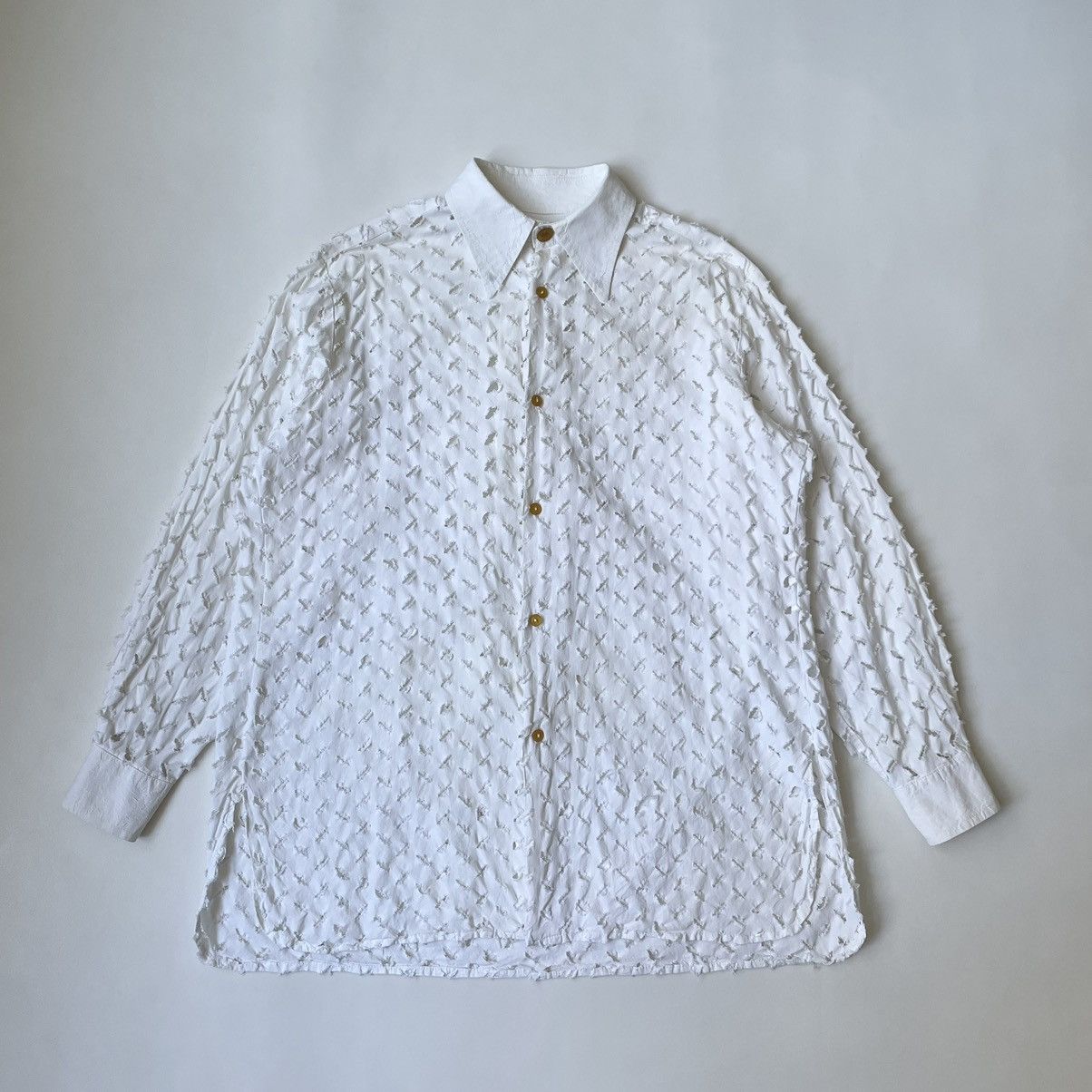 image of Vivienne Westwood S/s 1991 ‘Cut Slash & Pull’ Shirt in White, Men's (Size Small)