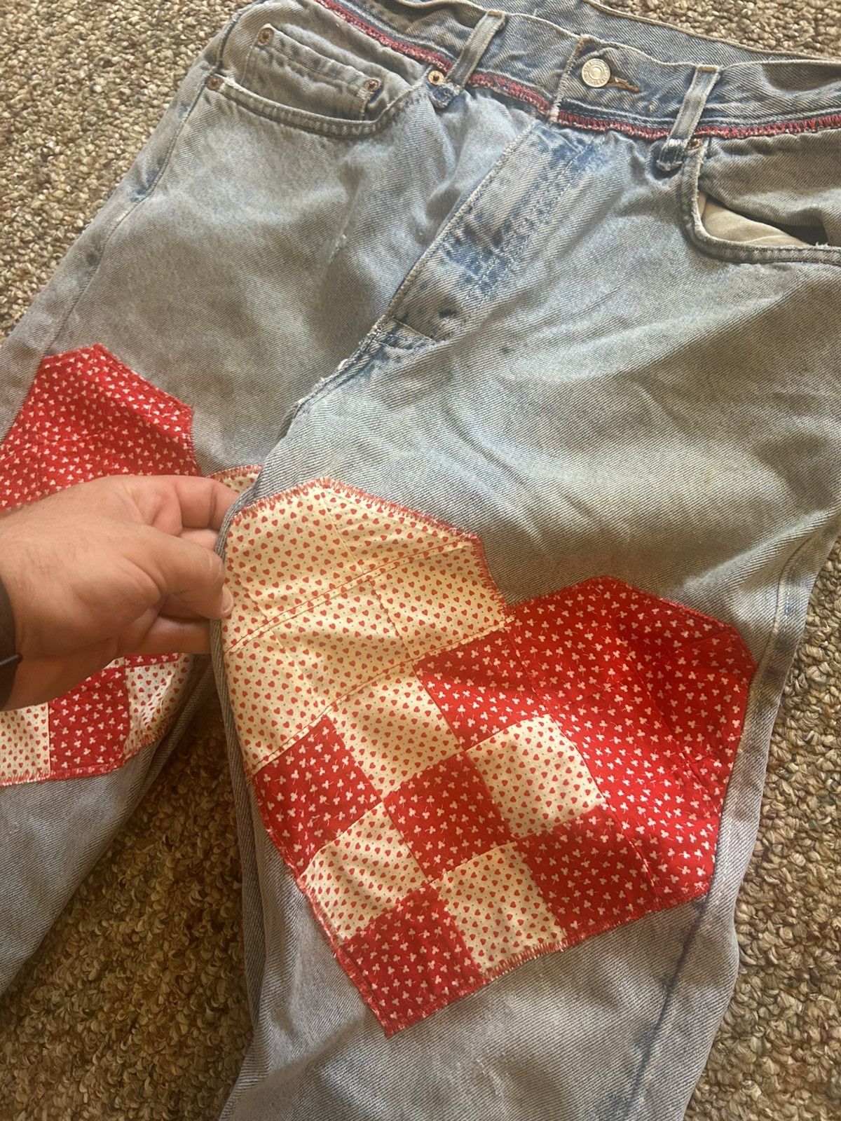 Other 1/1 Your World distressed repair quilted patchwork denim Size US 32 / EU 48 - 4 Thumbnail