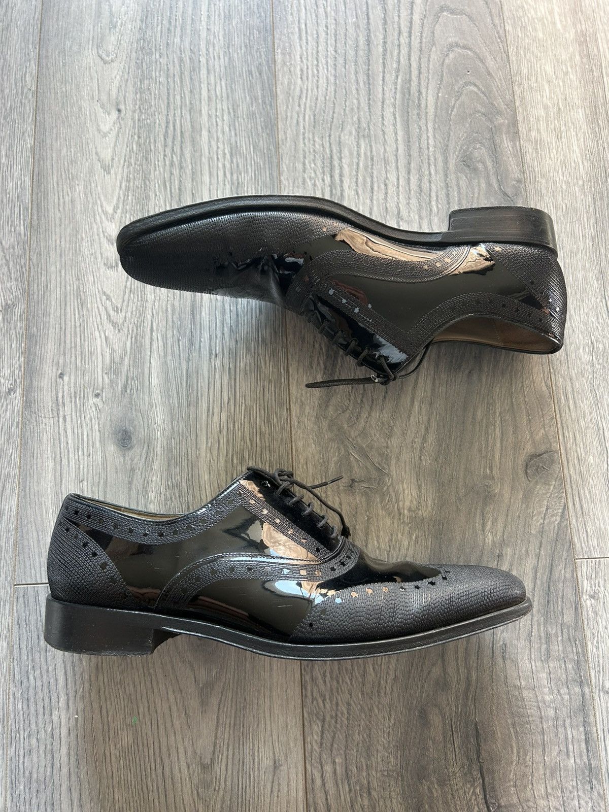 Dior Dior Homme Patent & Textured Leather Oxford Shoes Size US 8 / EU 41 - 2 Thumbnail