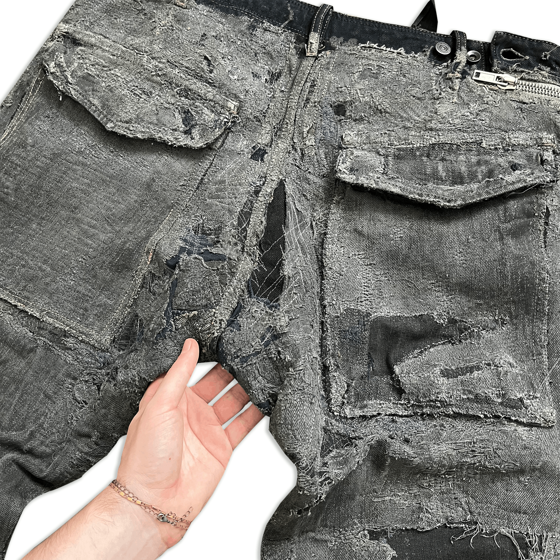 Rick Owens SS09 Rick Owens Hogwash Patchwork Denim Aircuts Size US 33 - 7 Thumbnail