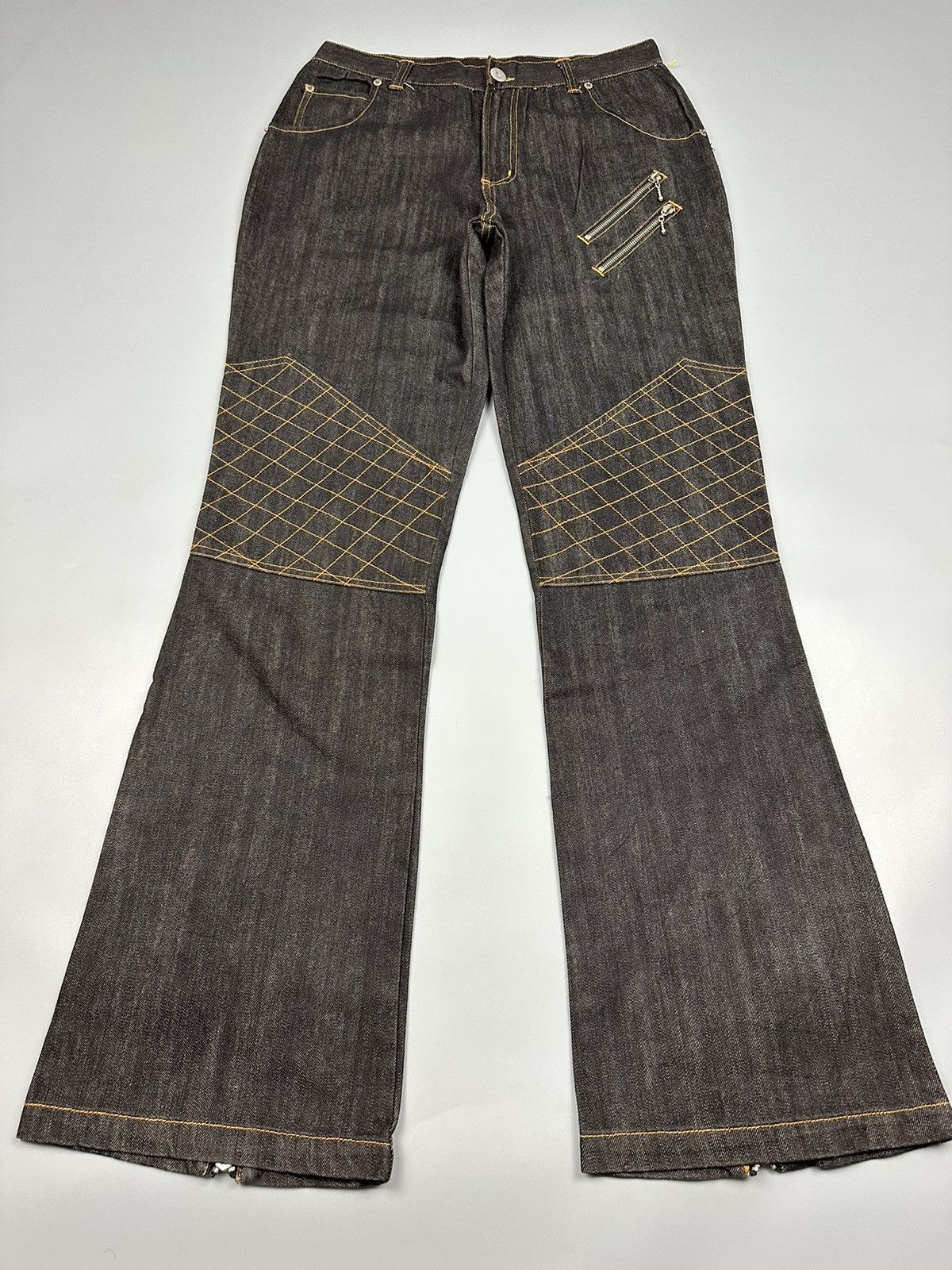 If Six Was Nine × Le Grande Bleu (L.G.B.) Seditionaries Double Knees Multi Zipper Flared Denim Size US 31 - 5 Thumbnail
