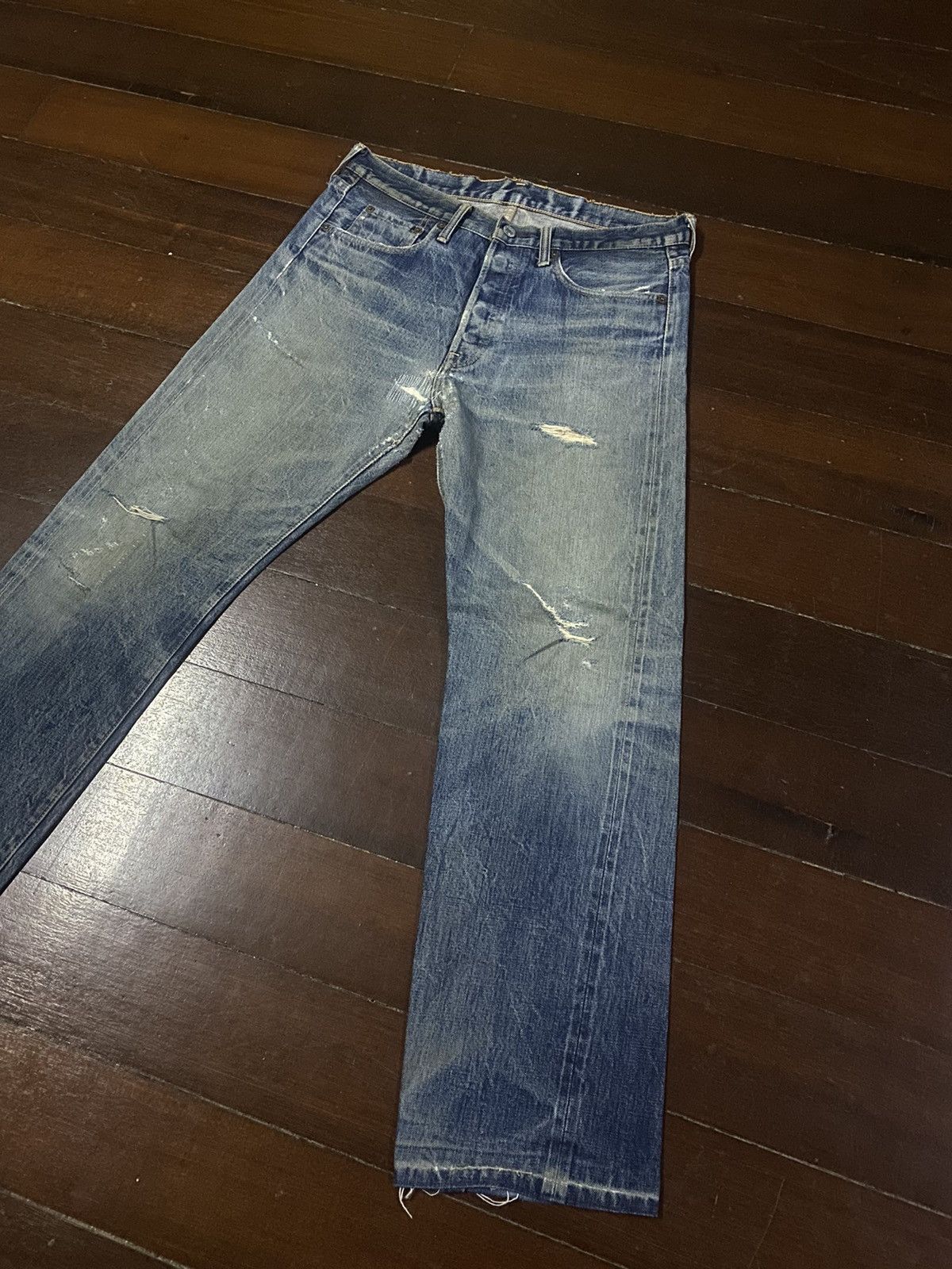 Denime Vintage 90s DENIME Orizzonti mud wash distressed rework Size US 35 - 3 Thumbnail