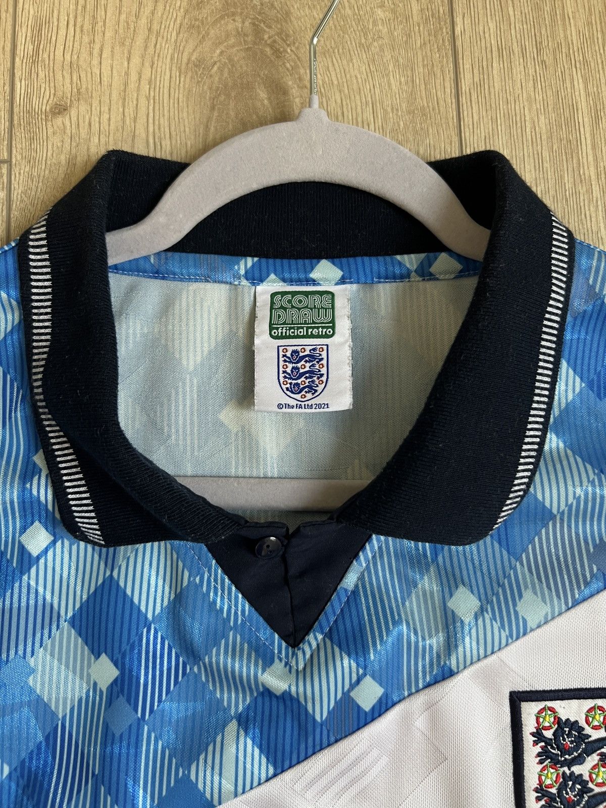 Vintage Vintage 90s England Score Draw Red White Blue Jersey Size US XXL / EU 58 / 5 - 3 Thumbnail