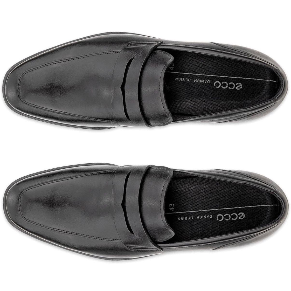 Ecco ECCO MEN'S 48 QUEENSTOWN GENUINE LEATHER BLACK PENNY LOAFER Size US 14 / EU 47 - 8 Thumbnail