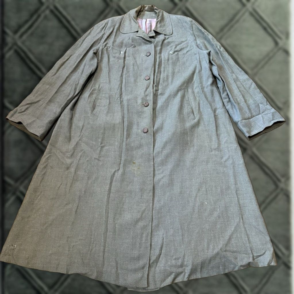 Vintage VTG 1950s Wool Duster Coat Jacket Grey Rockabilly Bonar Custom Tailor of Denver SMALL Mens Size US S / EU 44-46 / 1 - 1 Thumbnail