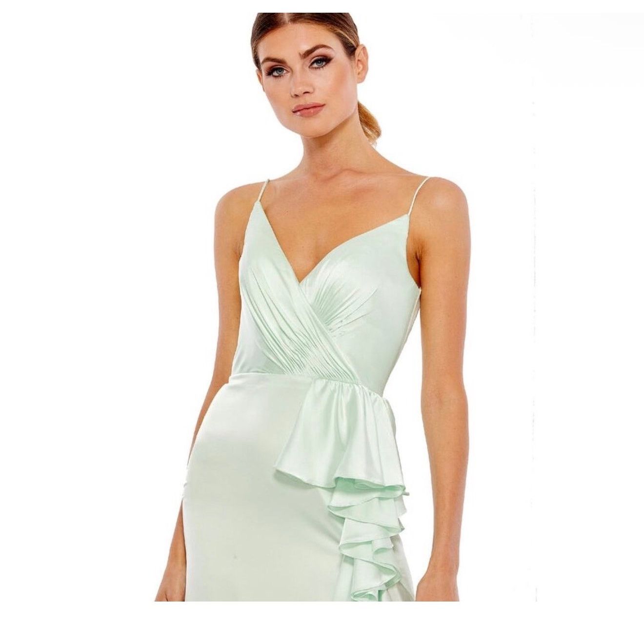Mac Duggal MAC DUGGAL 12506 cocktail wrap periwinkle blue dress Size XS / US 0-2 / IT 36-38 - 3 Thumbnail