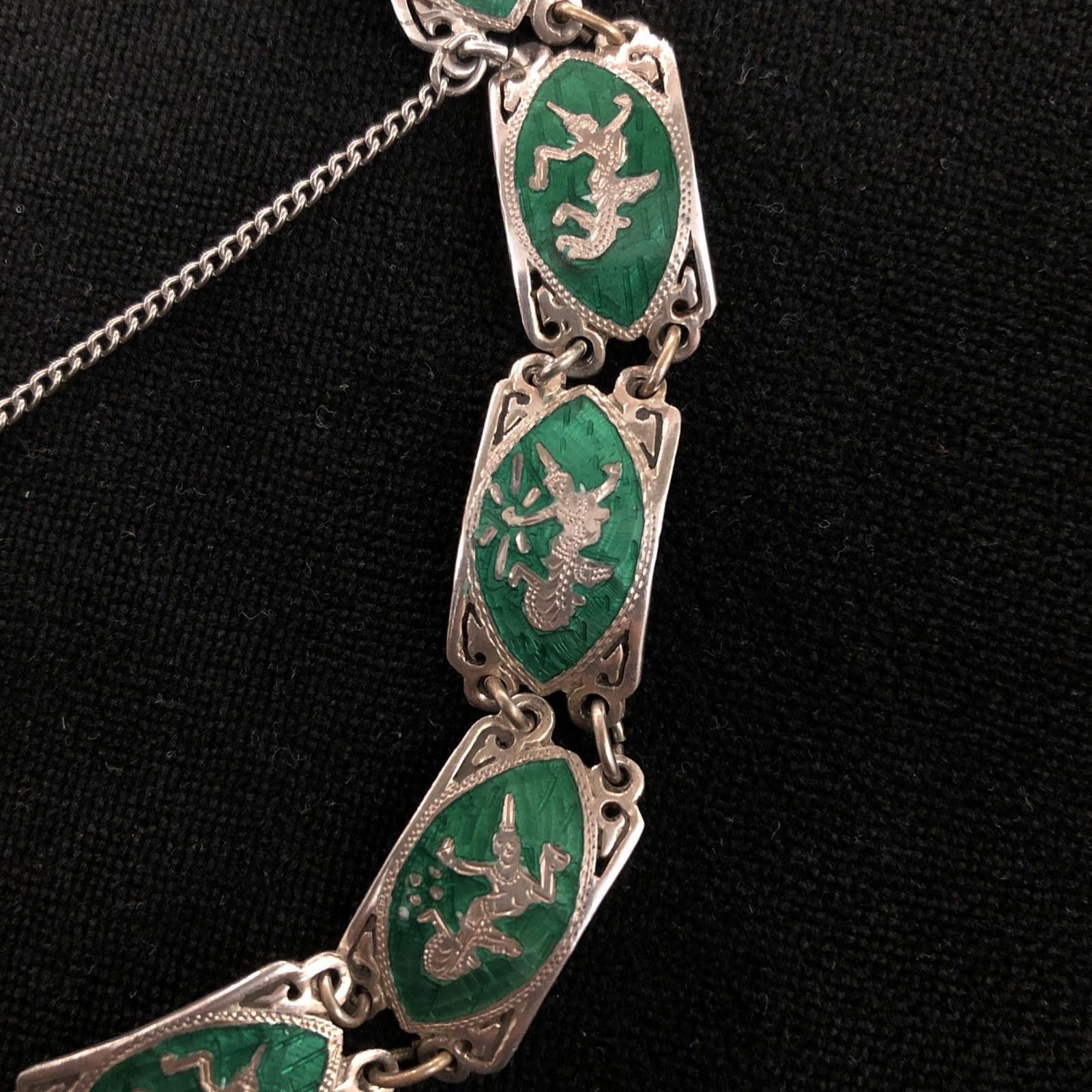 Other SIAM STERLING NIELLO GREEN ENAMEL GODDESS DANCER THAI Size ONE SIZE - 2 Thumbnail