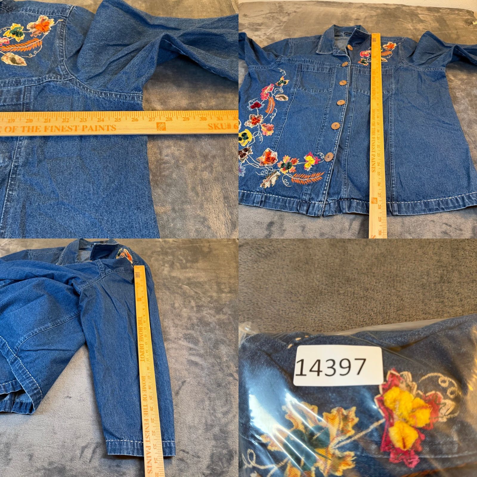 Denime VINTAGE Northcrest Denim Jacket Floral Embroidered Button Front Womens Size 22/24 Size 3XL / US 20-22 - 8 Thumbnail