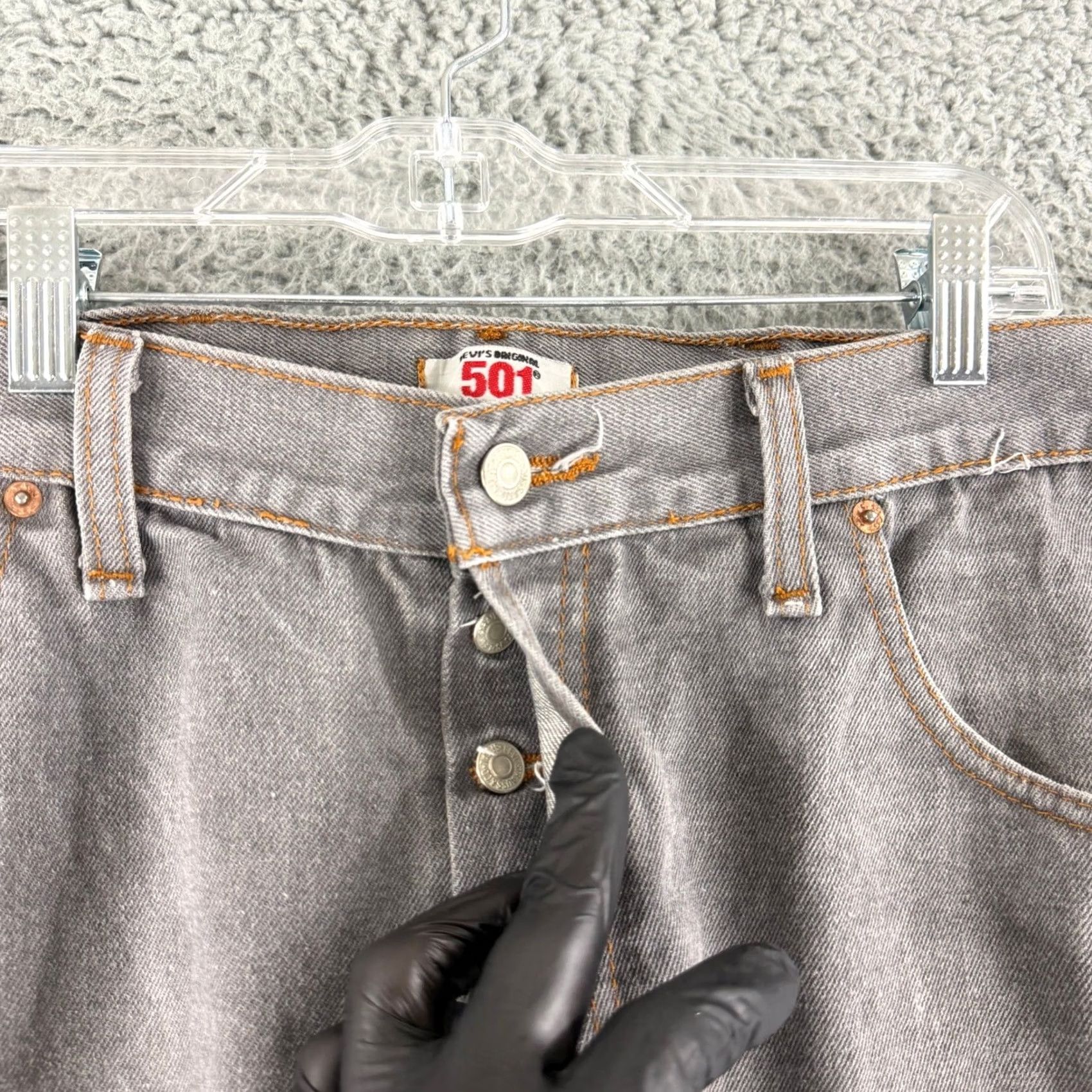 Levi's VINTAGE Levi's 501 Original Jeans Men 42x30 Gray Button Fly Straight Leg Distressed Denim Jeans Size US 42 / EU 58 - 3 Thumbnail