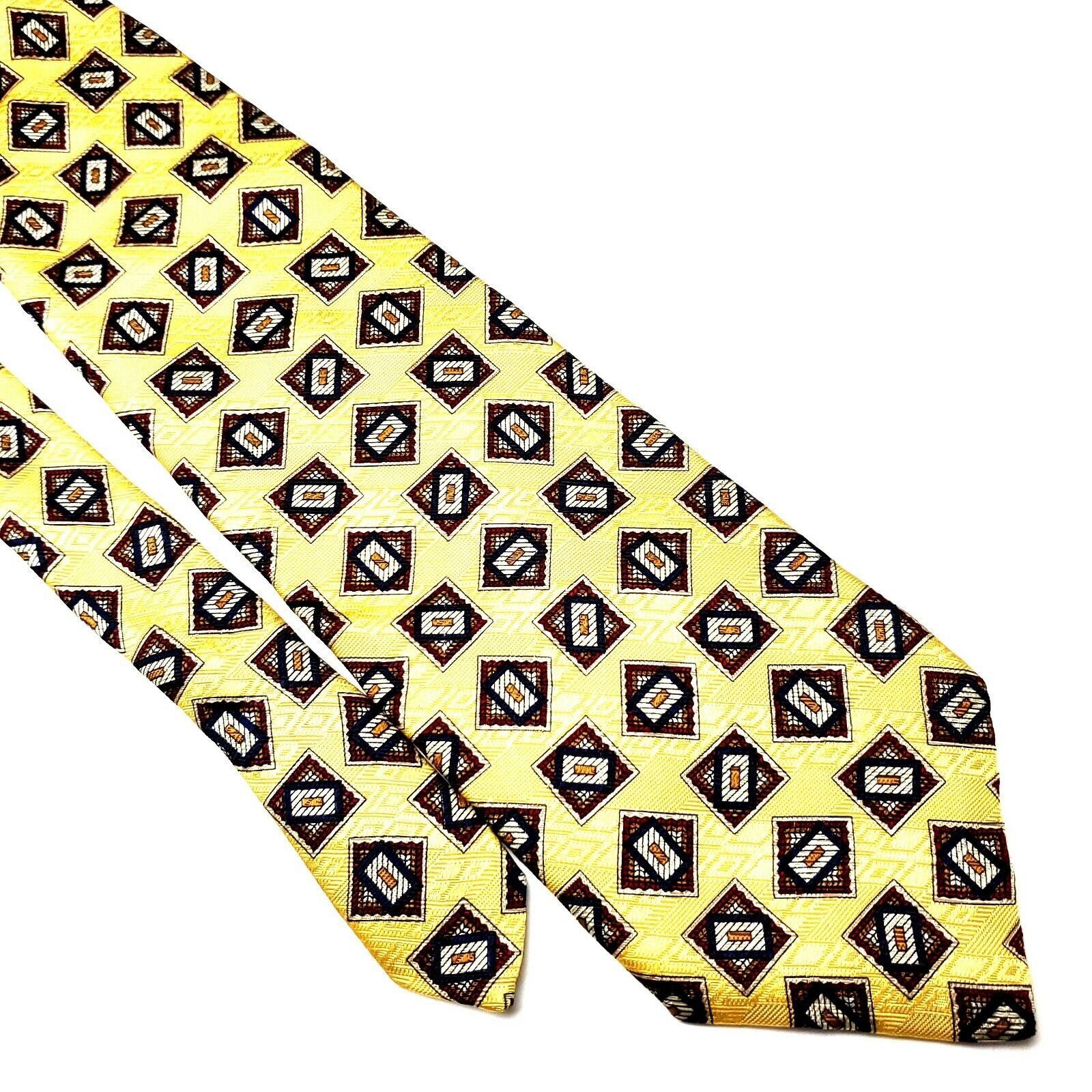 Pendleton Mark Pendleton Silk Tie Yellow Print Geometric Classic Size ONE SIZE - 1 Thumbnail