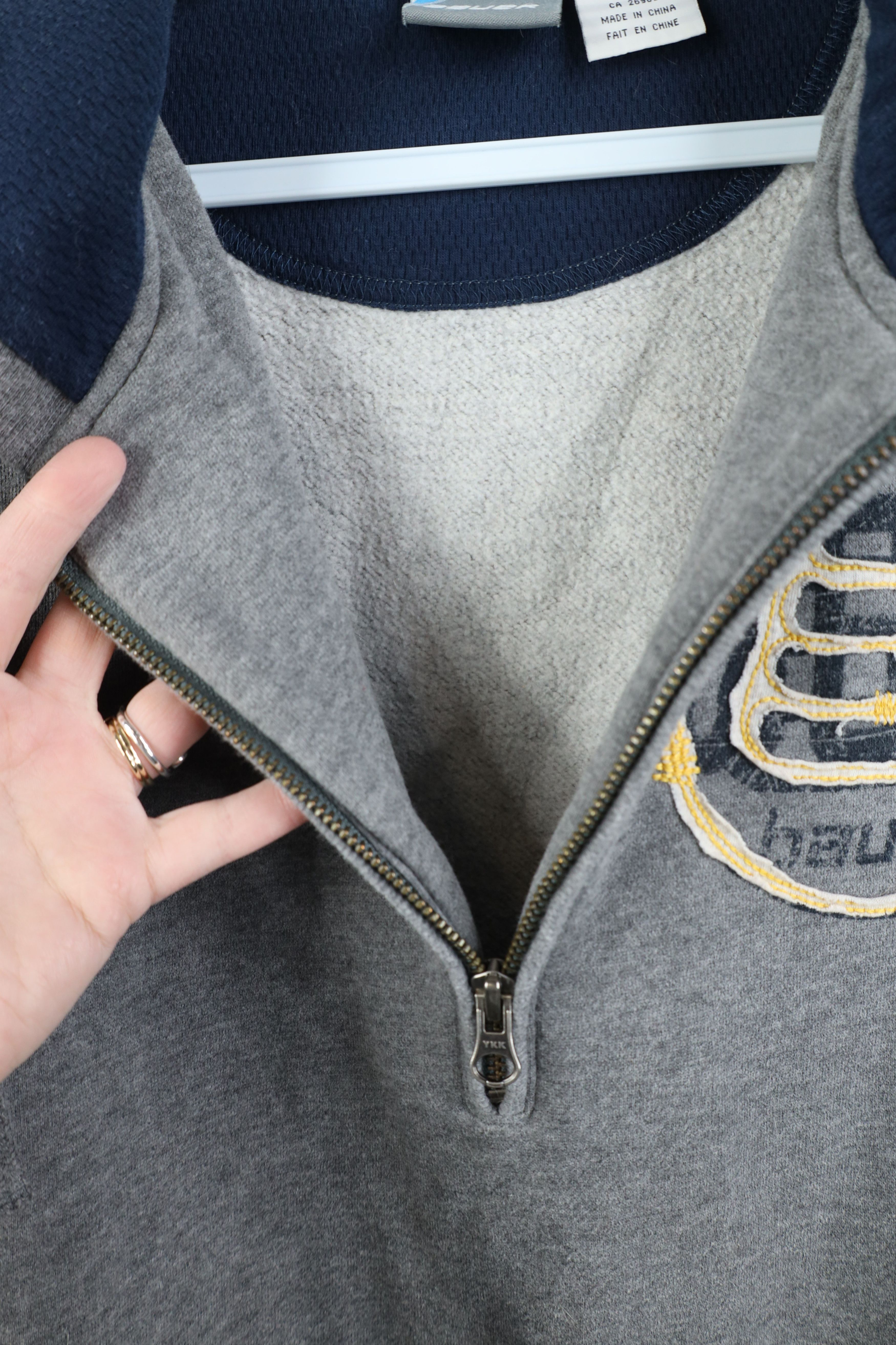 Vintage Vintage Bauer Hockey Half Zip Hoodie Sweatshirt Gray Size US XS / EU 42 / 0 - 11 Thumbnail