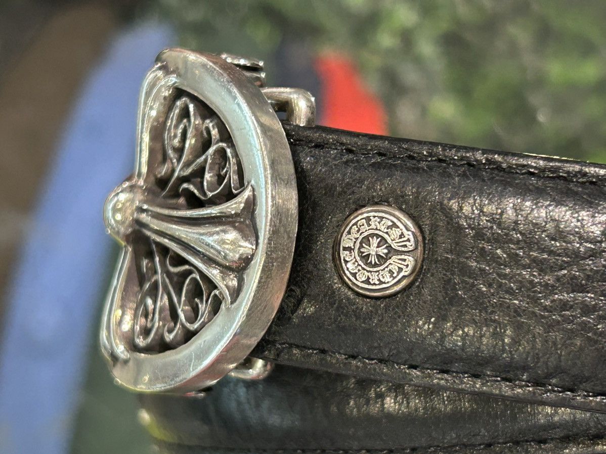 Chrome Hearts Chrome Hearts Oval Belt Buckle 1in w/ sz 34 Black Strap Size 34 - 4 Thumbnail