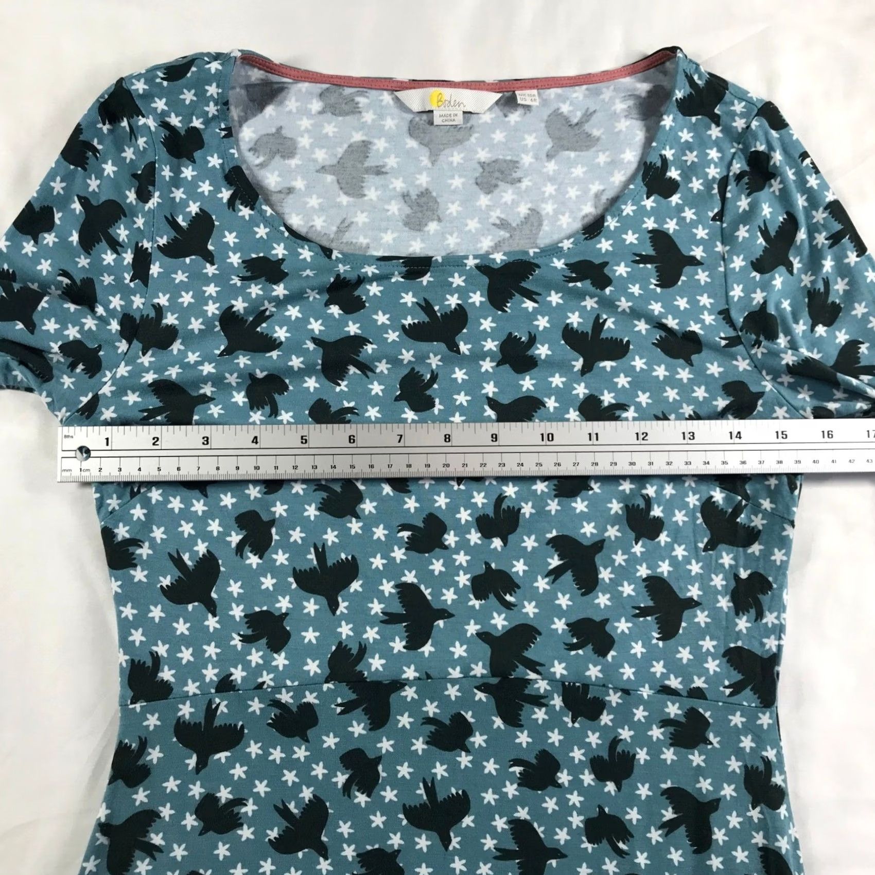 Boden Boden Teal Bird Star Print Bell Sleeve Empire Waist Jersey Dress Womens 6R J0273 Size M / US 6-8 / IT 42-44 - 3 Thumbnail