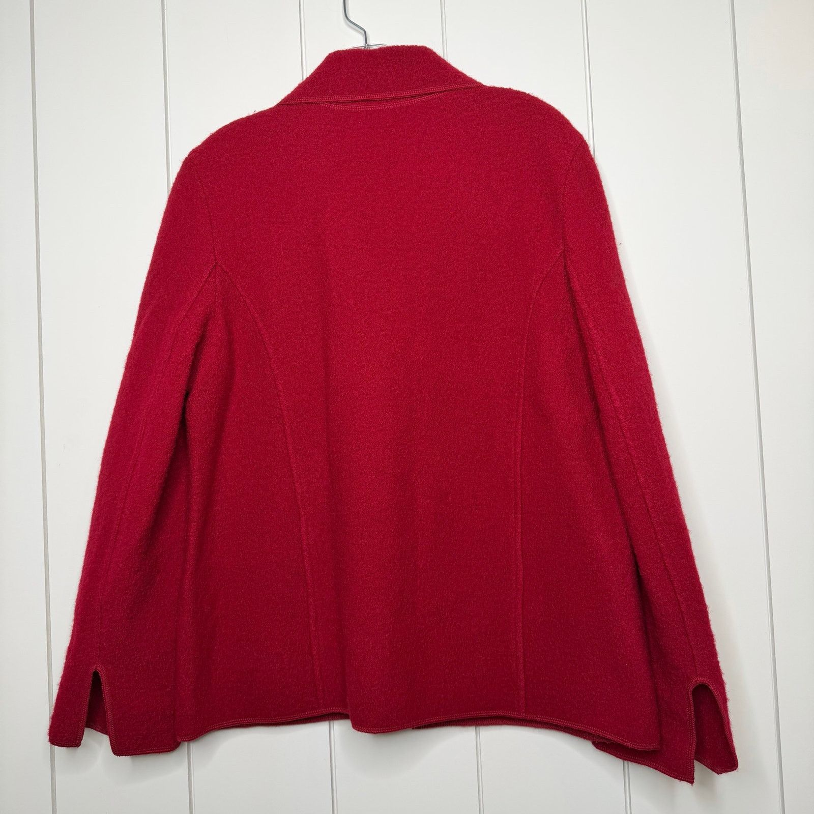 Other Alexandra Bartlett Red Wool Swing Coat Black Applique Size L Size L / US 10 / IT 46 - 2 Thumbnail