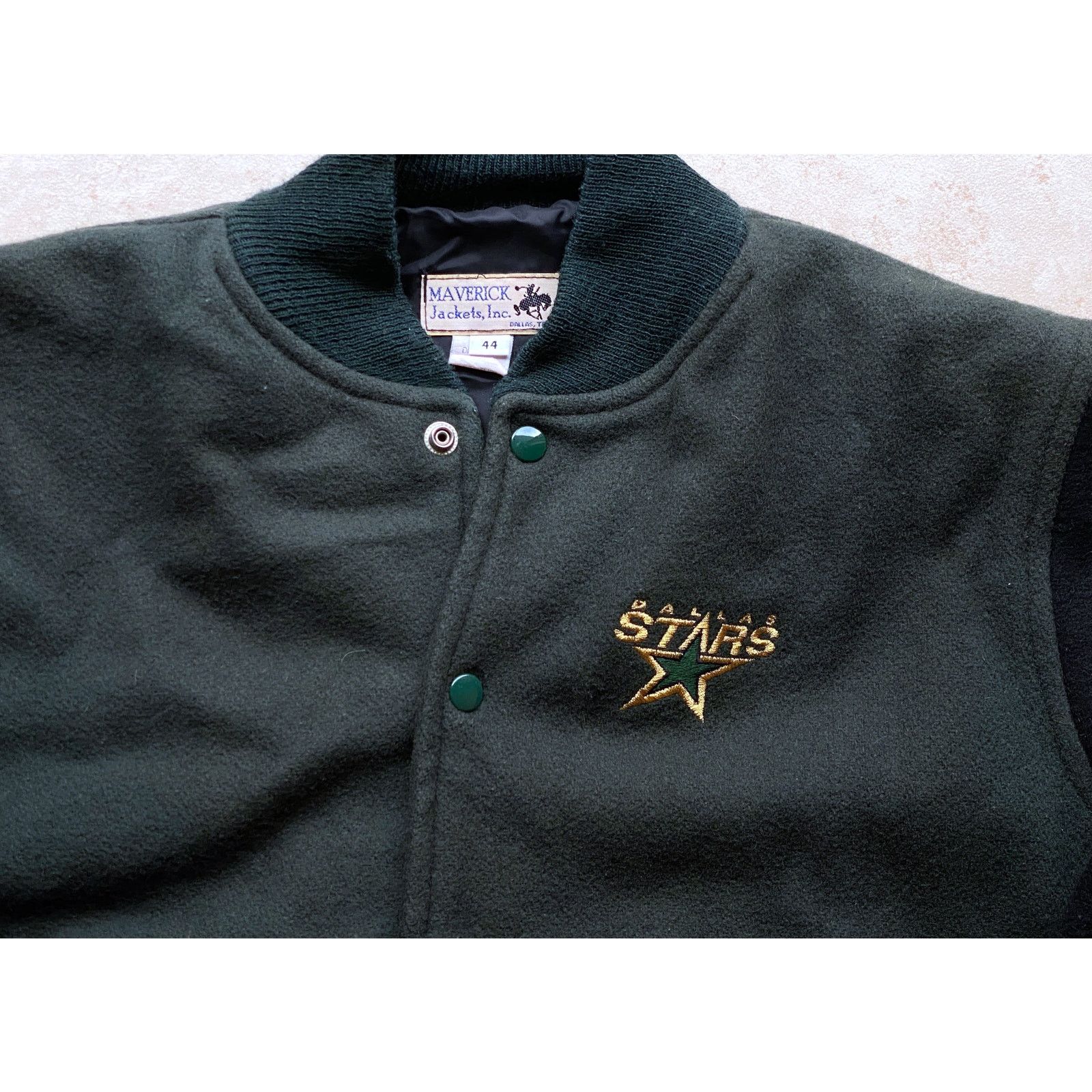 NHL × Starter Dallas Stars 90s MAVERICK Varsity bomber 44 olive hockey vtg Size US M / EU 48-50 / 2 - 5 Thumbnail