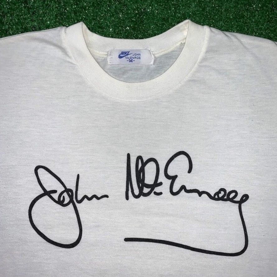 Nike VINTAGE Nike T Shirt USA Rare Challenge Court John McEnroe Tennis OG 80s Japan Mens/Unisex White Short Sleeve Crew Neck Graphic Tee 100% Cotton Size US M / EU 48-50 / 2 - 3 Thumbnail