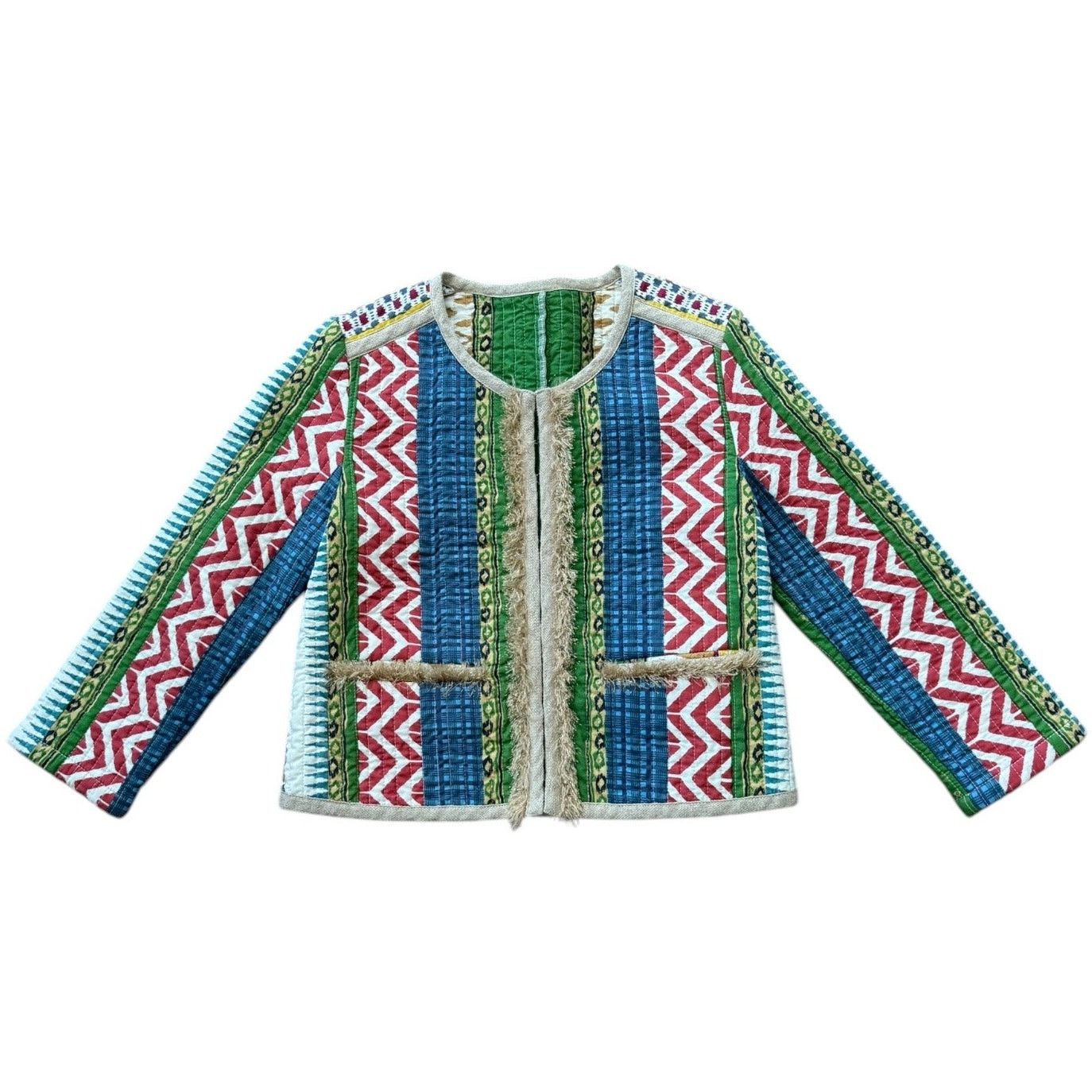 Other Cropped Boho chic quilted colorful fringed jacket x small Size XS / US 0-2 / IT 36-38 - 2 Thumbnail