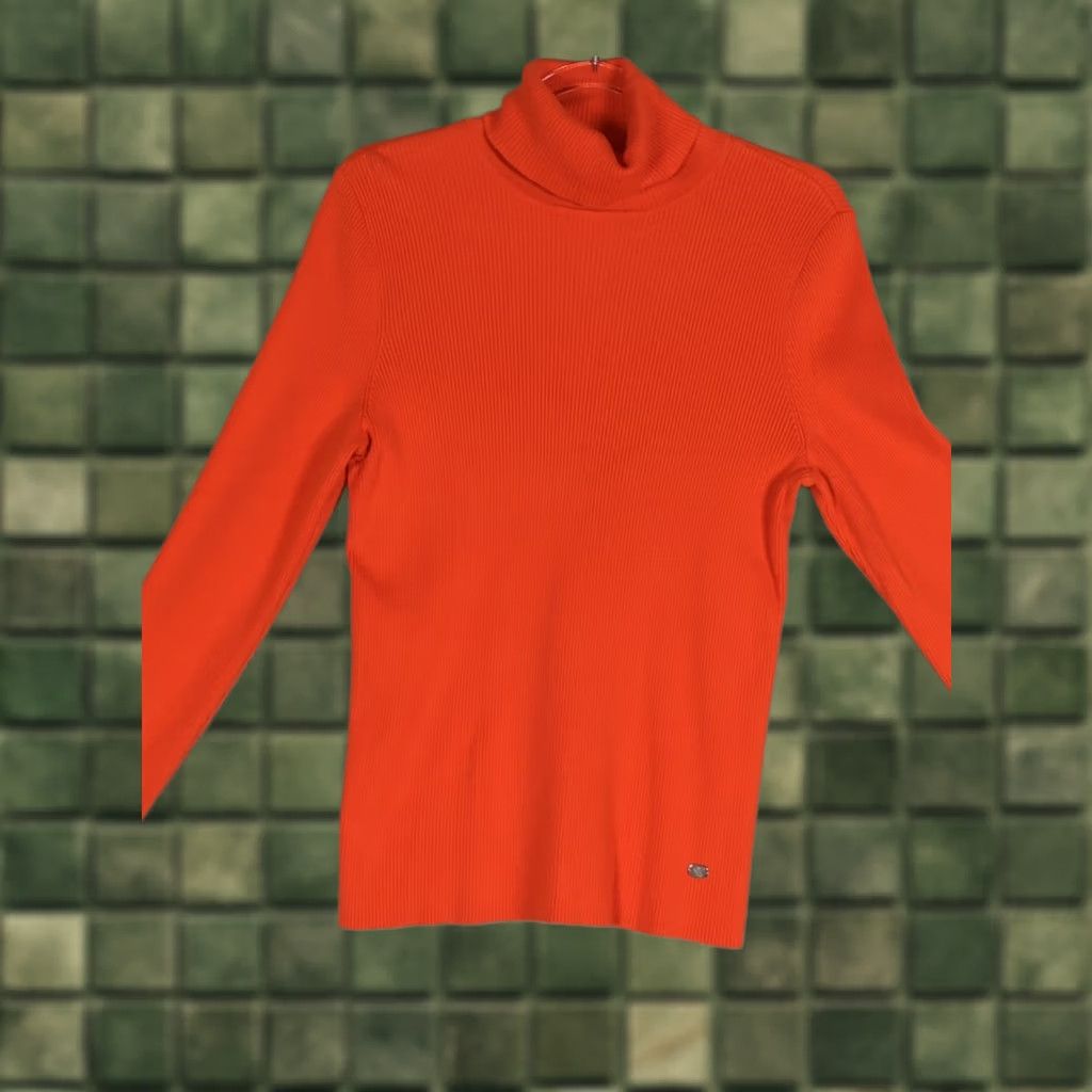 Ralph Lauren Lauren Ralph Lauren Women's Ribbed Turtleneck Orange XL Metal Logo Sweater Size XL / US 12-14 / IT 48-50 - 1 Thumbnail