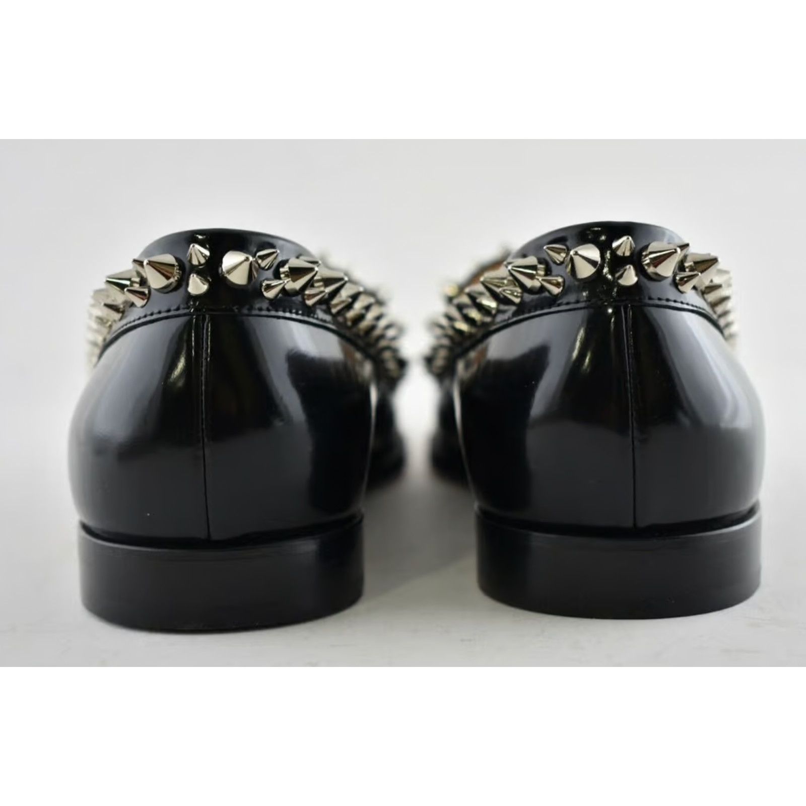 Christian Louboutin Mattia Spikes Donna Flat Black Calf Leather Slip Loafer 38 Size US 8 / IT 38 - 10 Thumbnail