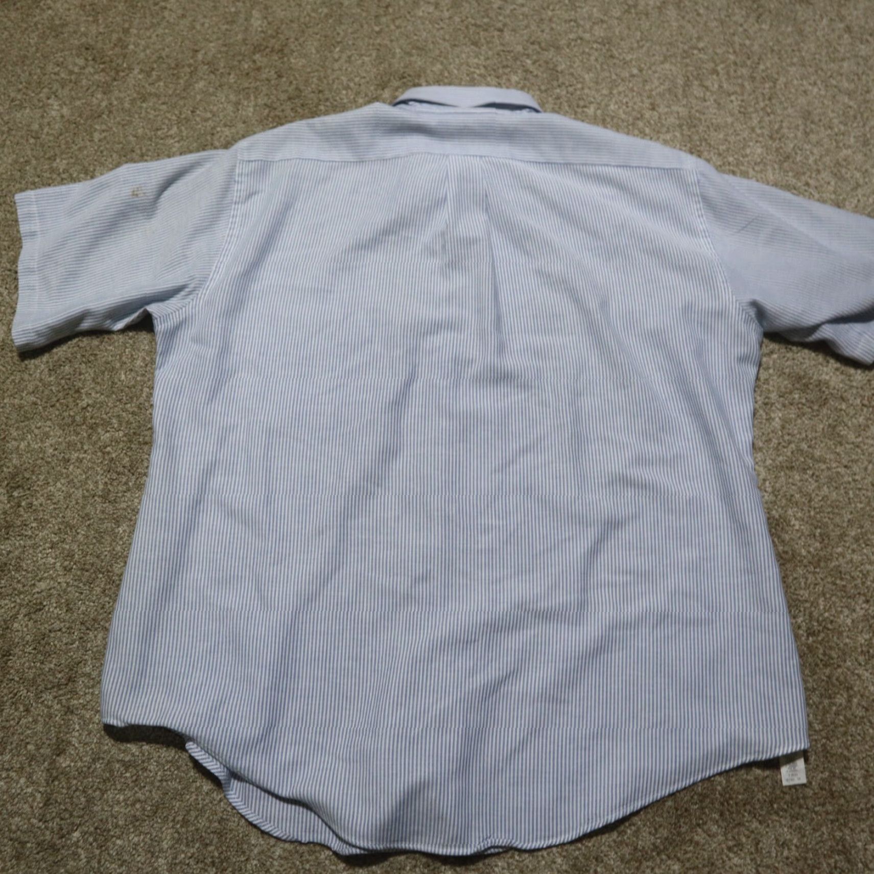 Van Heusen VAN HEUSEN Men's Dress Shirt Oxford Blue Stripes 16.5 Business Casual Regular Fit Size 42R - 7 Thumbnail