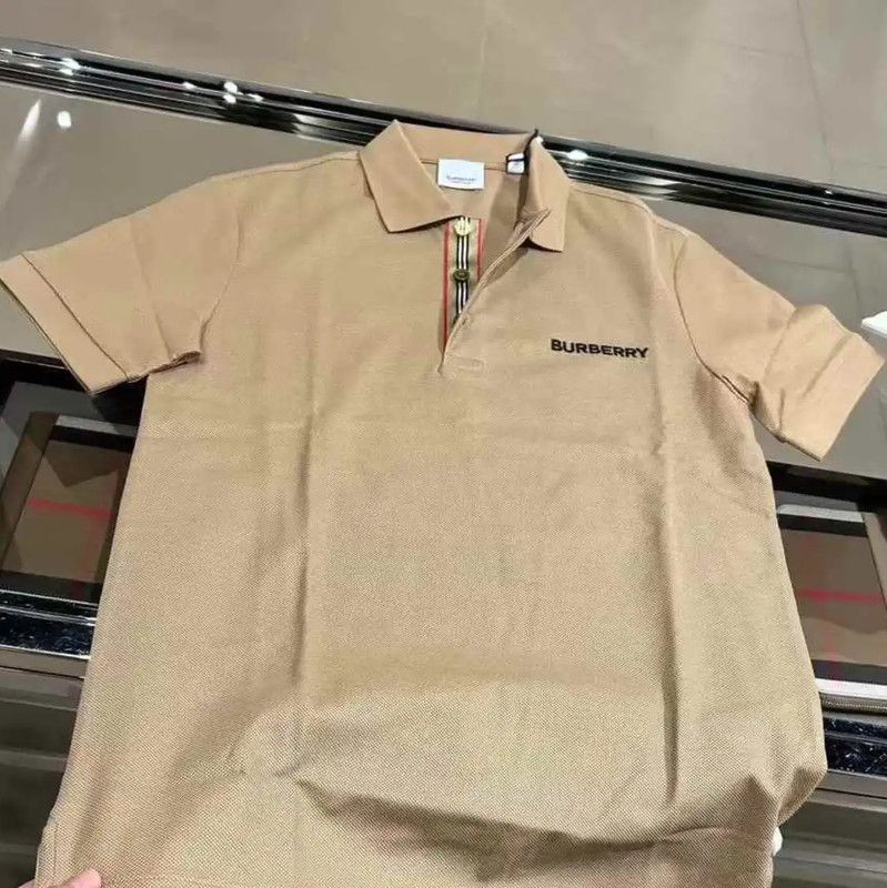 Burberry Burberry Khaki Cotton Logo Short Sleeve Polo Size US L / EU 52-54 / 3 - 1 Thumbnail
