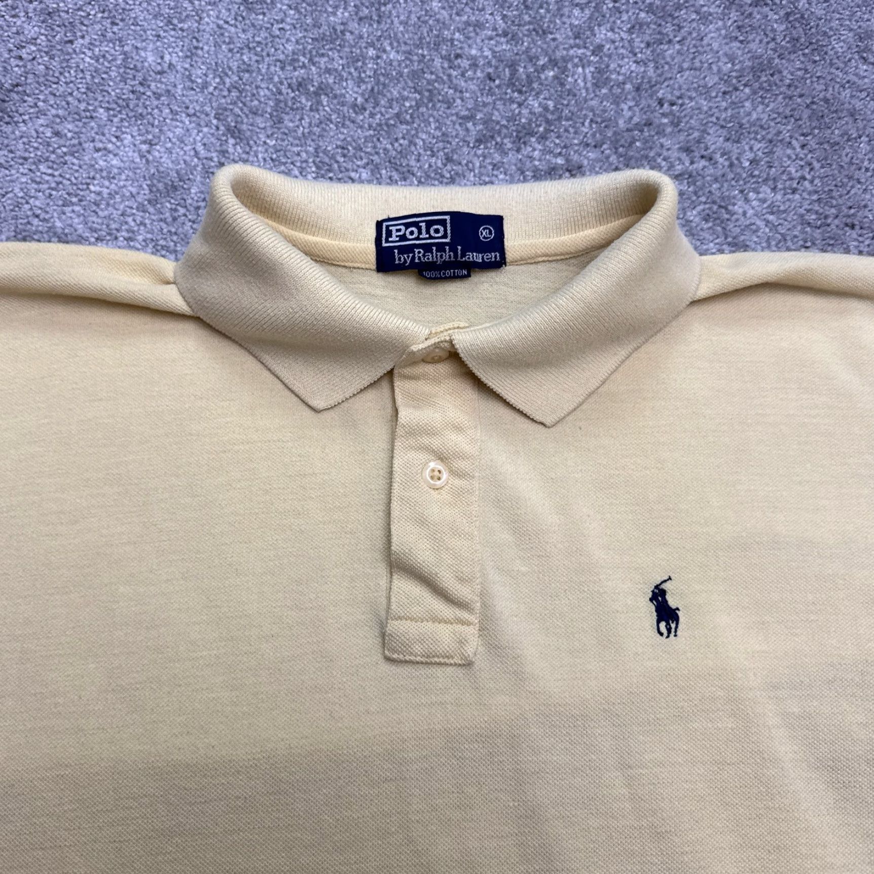 Polo Ralph Lauren Vintage Polo Ralph Lauren Polo Shirt Mens XL Yellow Blue Logo Short Sleeve Cotton Size US XL / EU 56 / 4 - 3 Thumbnail