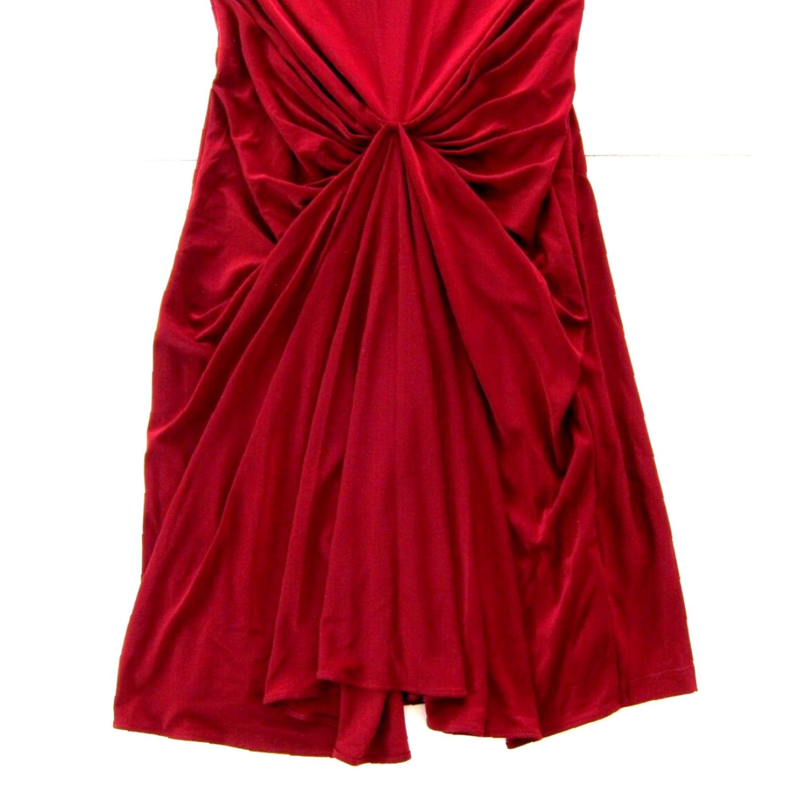 Vintage ABS Allen Schwartz NWT Burgundy Red Knit Dress - Sleeveless High Neck Ruched Stretch, Small, Solid Pattern, Knit Dress, ABS by Allen Schwartz Size S / US 4 / IT 40 - 7 Thumbnail