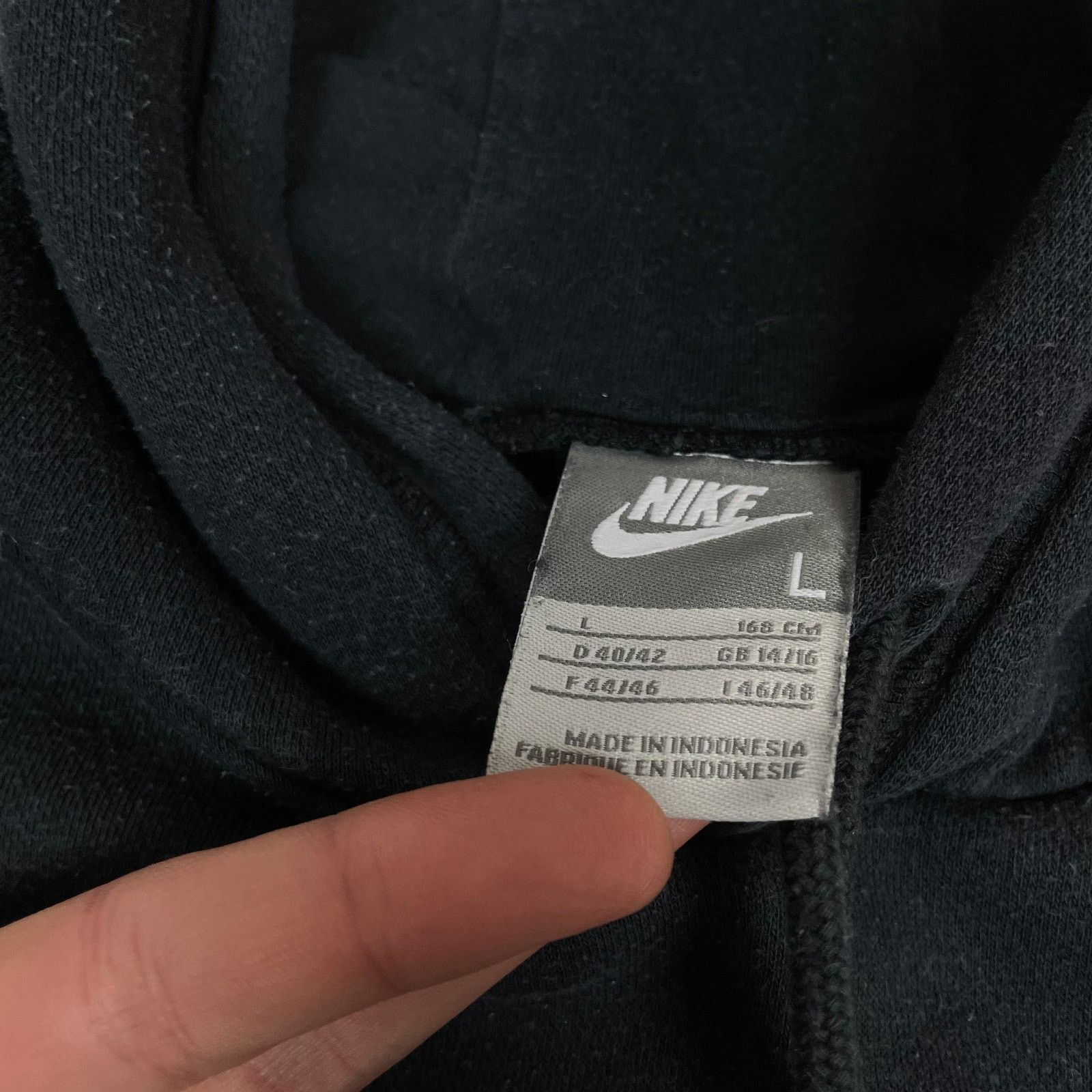 Nike × Vintage Nike Black Swoosh Logo Long Sleeve Pullover Hoodie Large Size L / US 10 / IT 46 - 8 Thumbnail