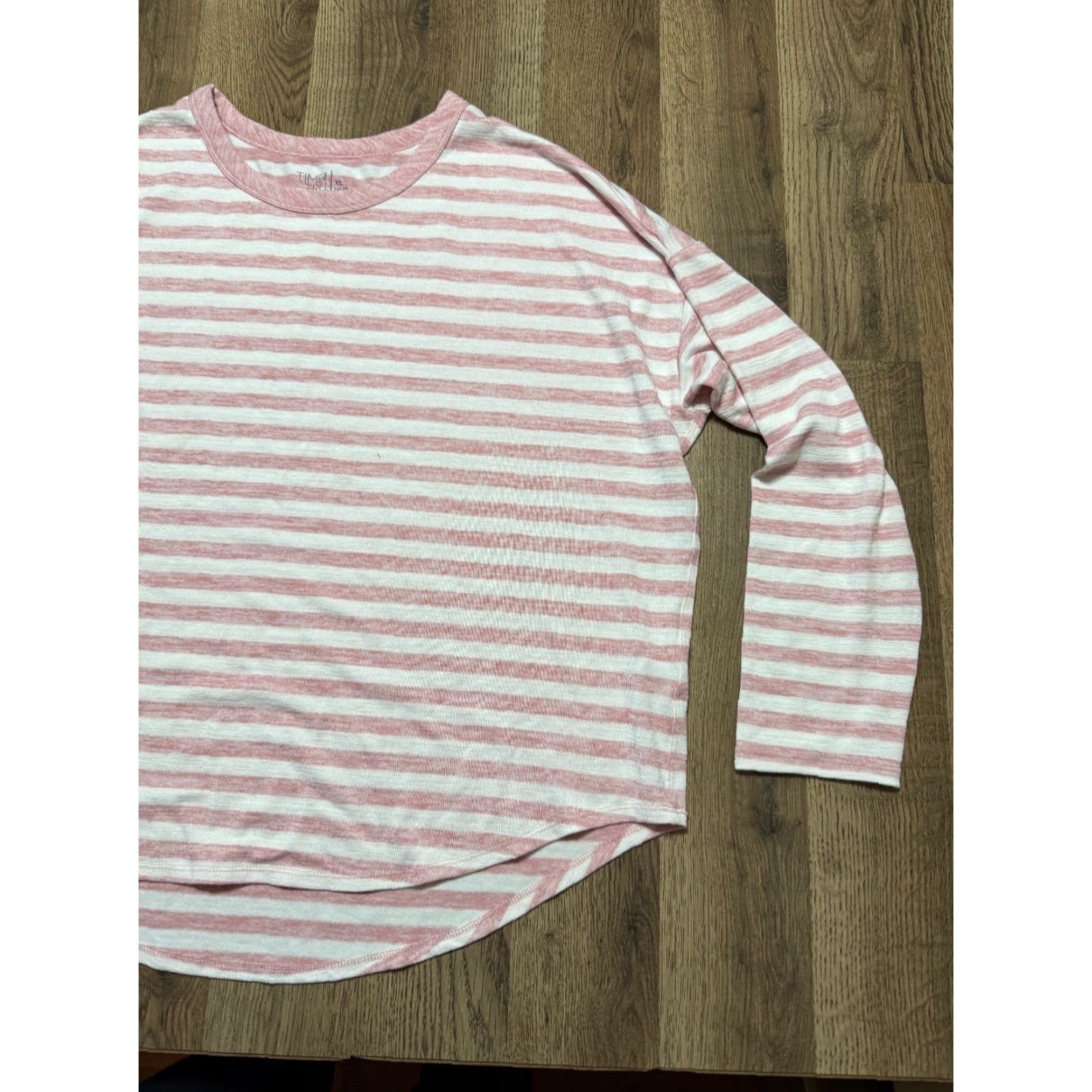 Vintage Time & Tru Shirt Women's XL Pink White Striped Long Sleeve Shirt Size XL / US 12-14 / IT 48-50 - 4 Thumbnail